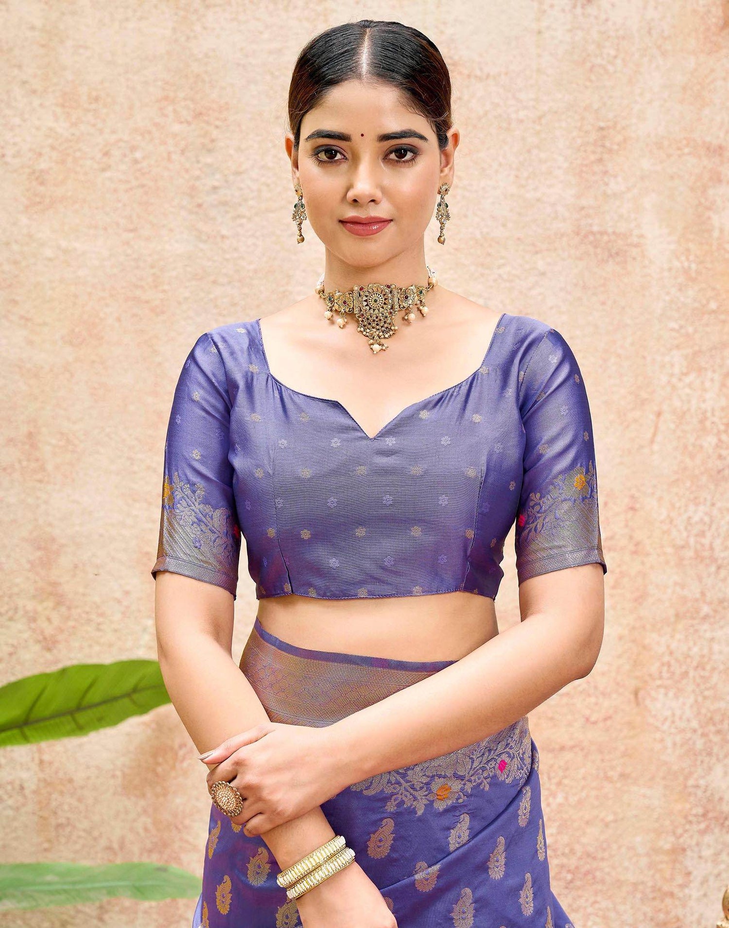 Lavender Silk Woven Banarasi Saree