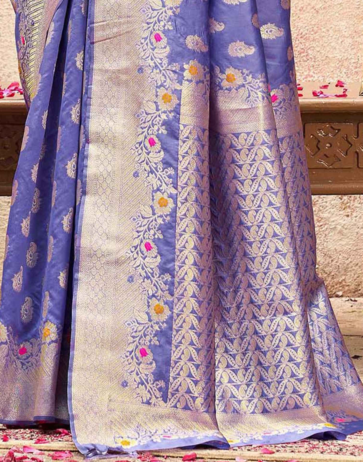 Lavender Silk Woven Banarasi Saree