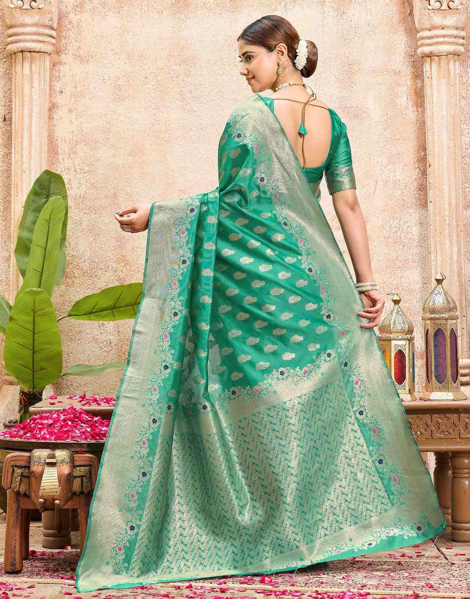 Mint Green Silk Woven Banarasi Saree