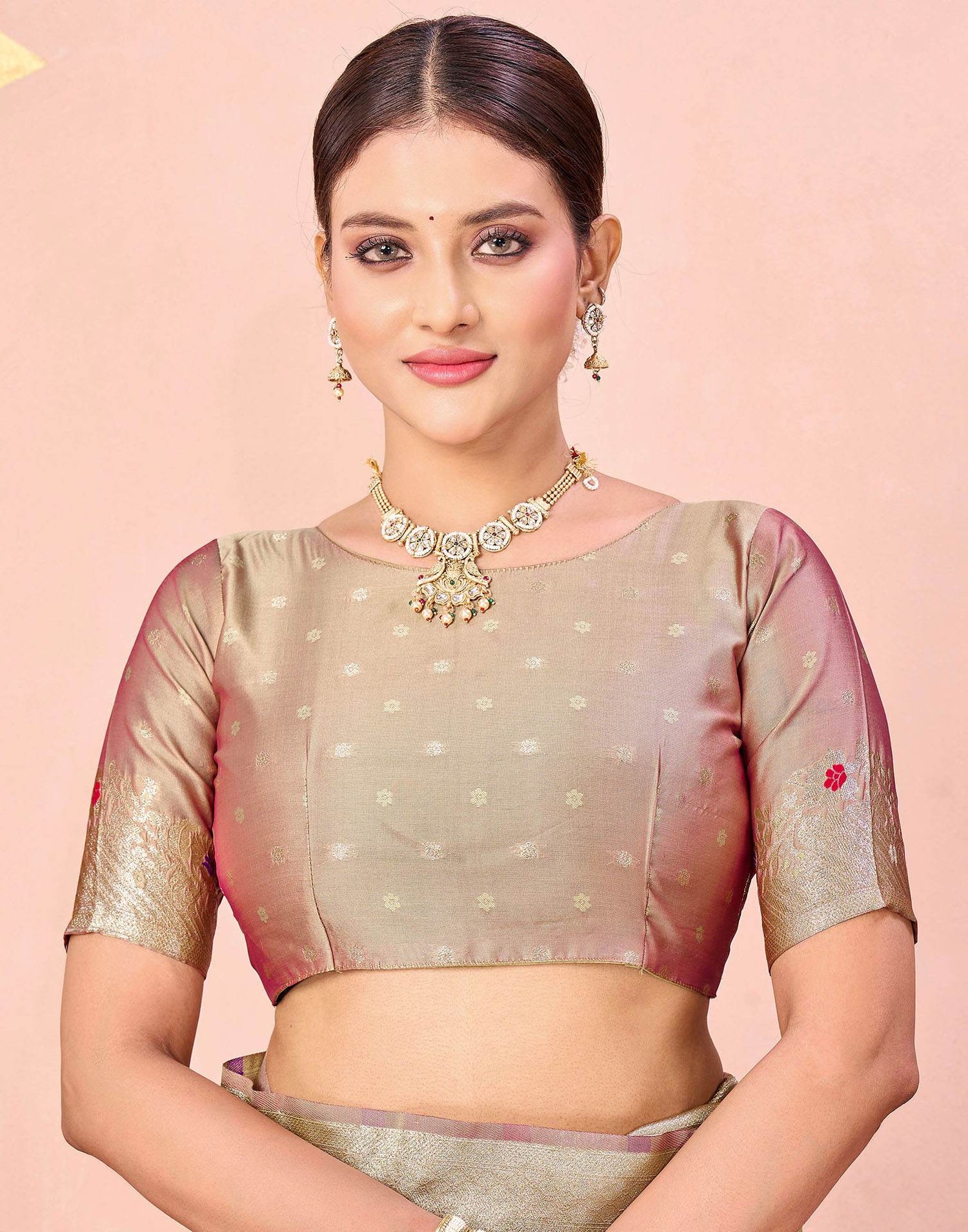 Dark Beige Silk Woven Banarasi Saree