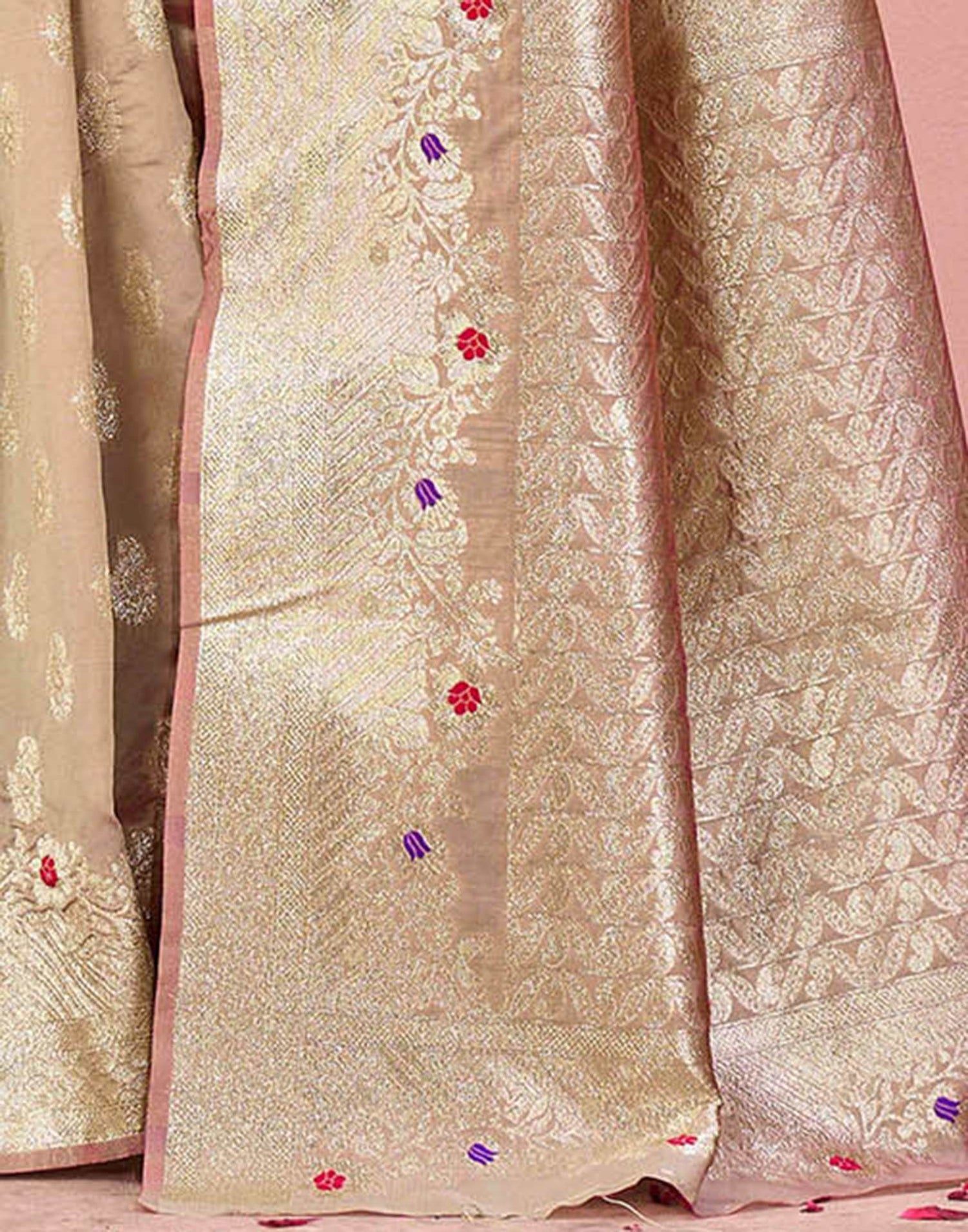 Dark Beige Silk Woven Banarasi Saree