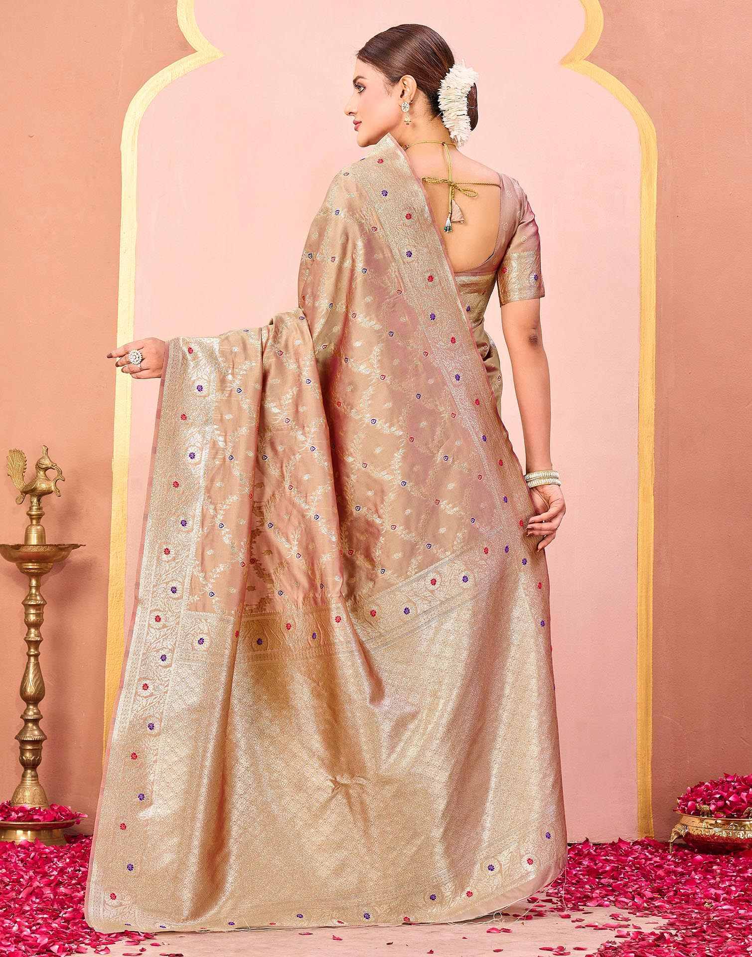 Dark Beige Silk Woven Saree