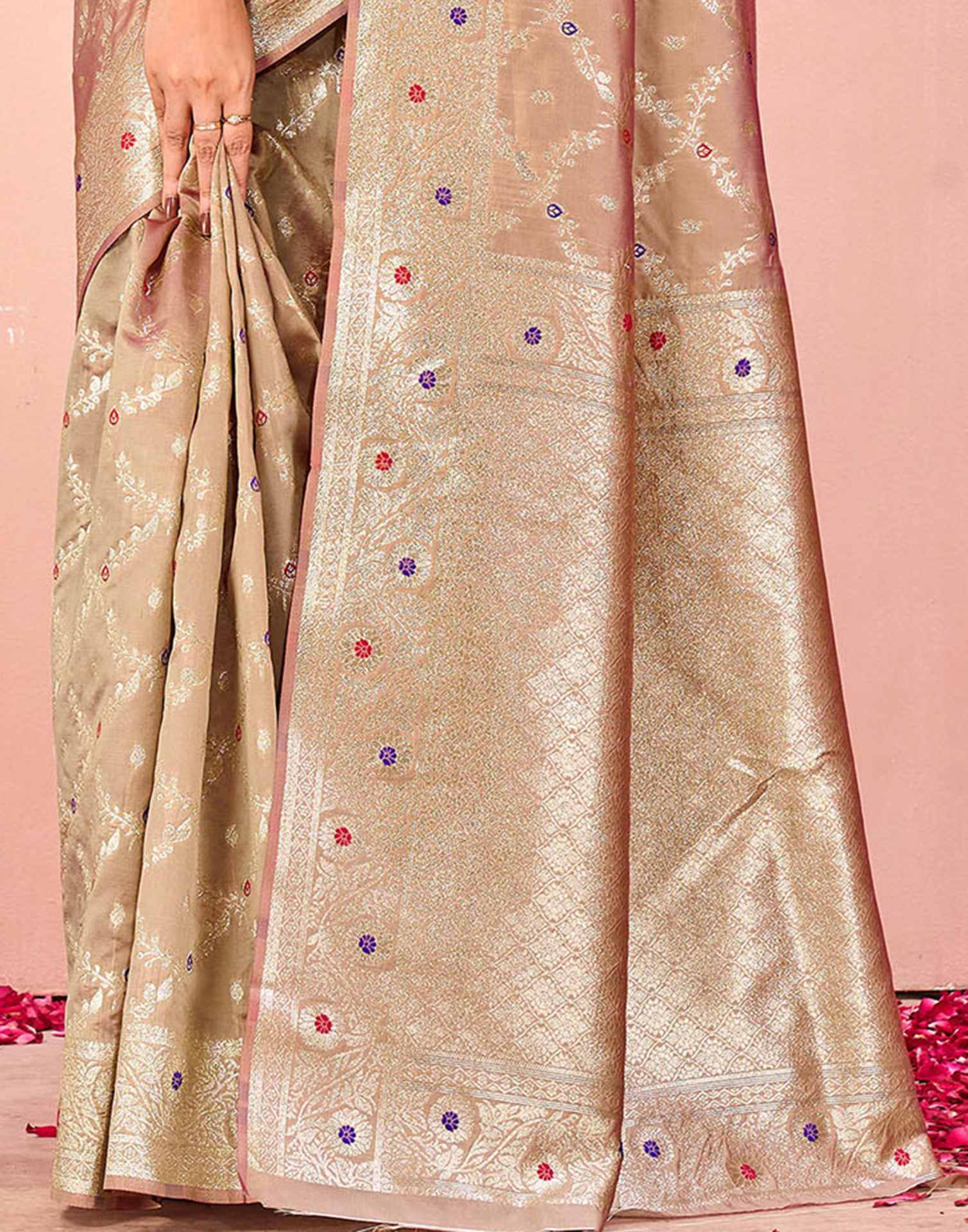 Dark Beige Silk Woven Saree