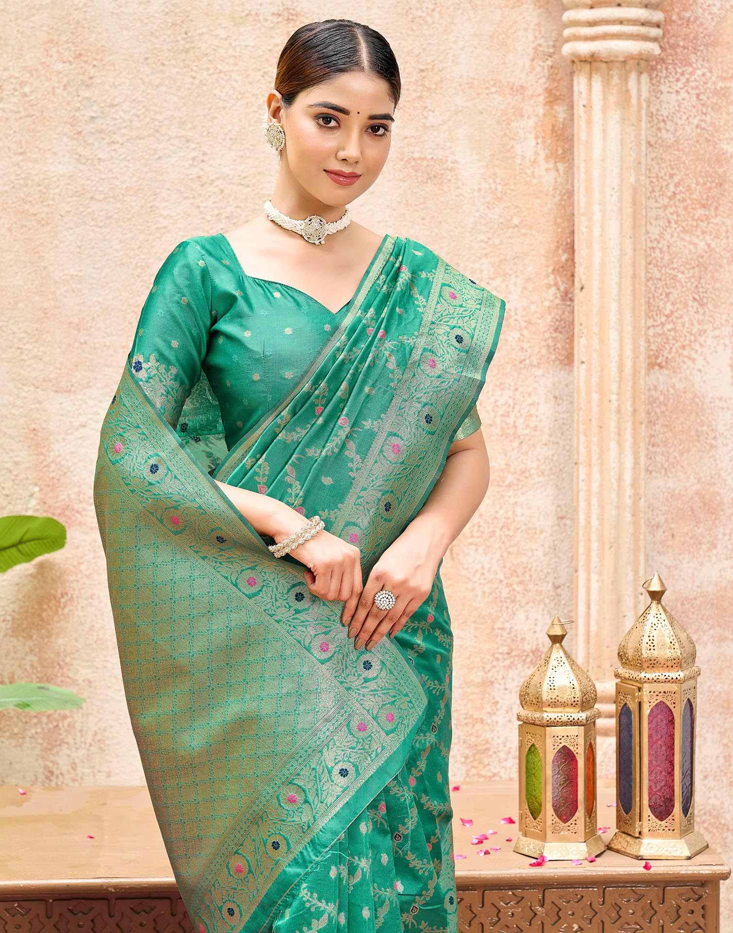 Mint Green Silk Woven Saree