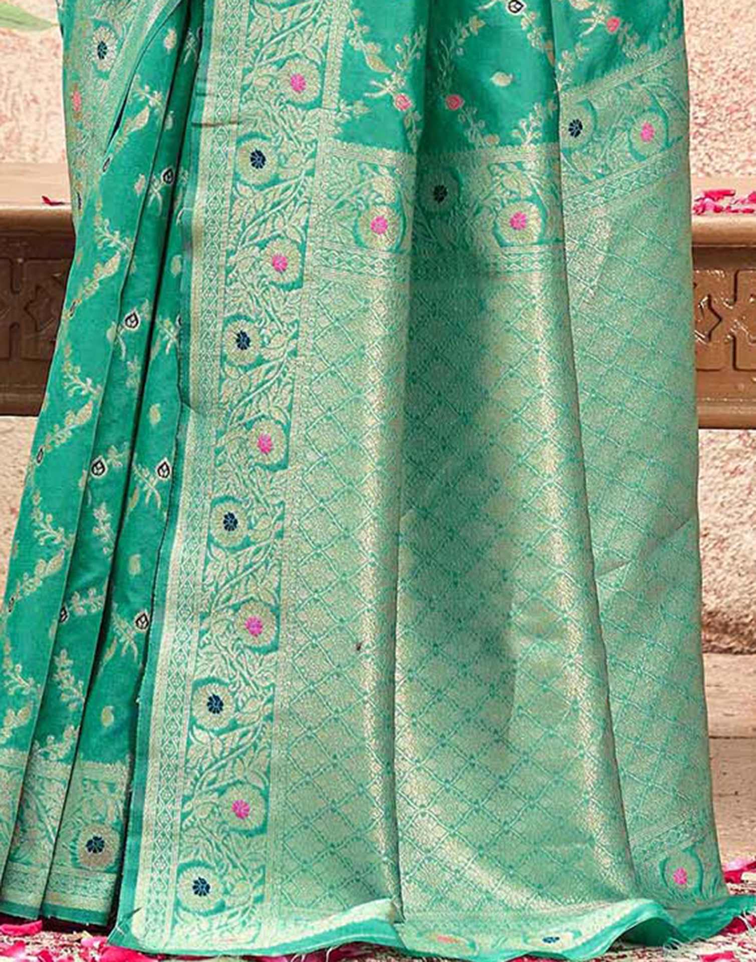 Mint Green Silk Woven Saree
