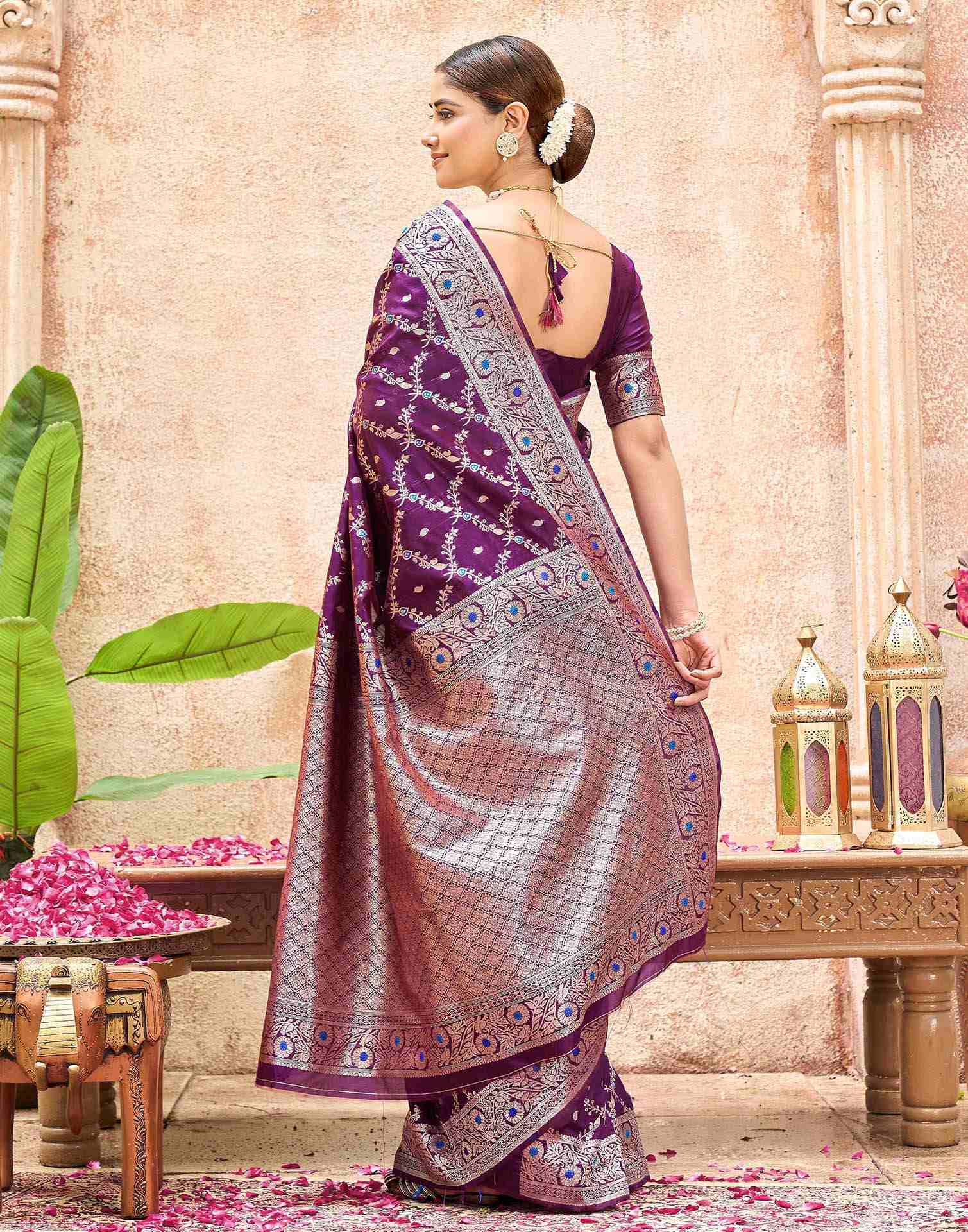 Dark Purple Silk Woven Saree