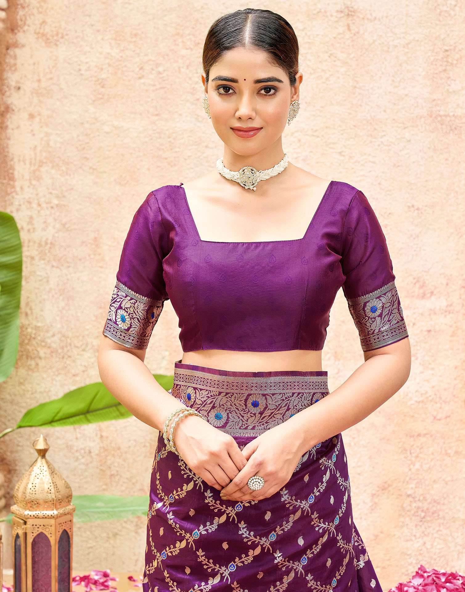 Dark Purple Silk Woven Saree