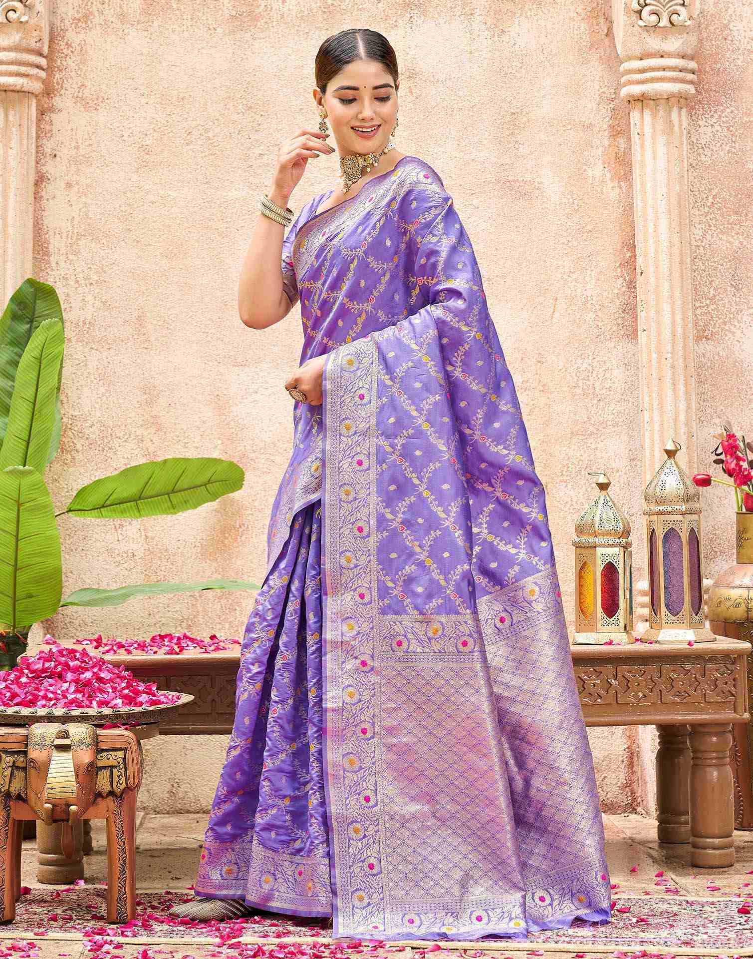 Lavender Silk Woven Saree