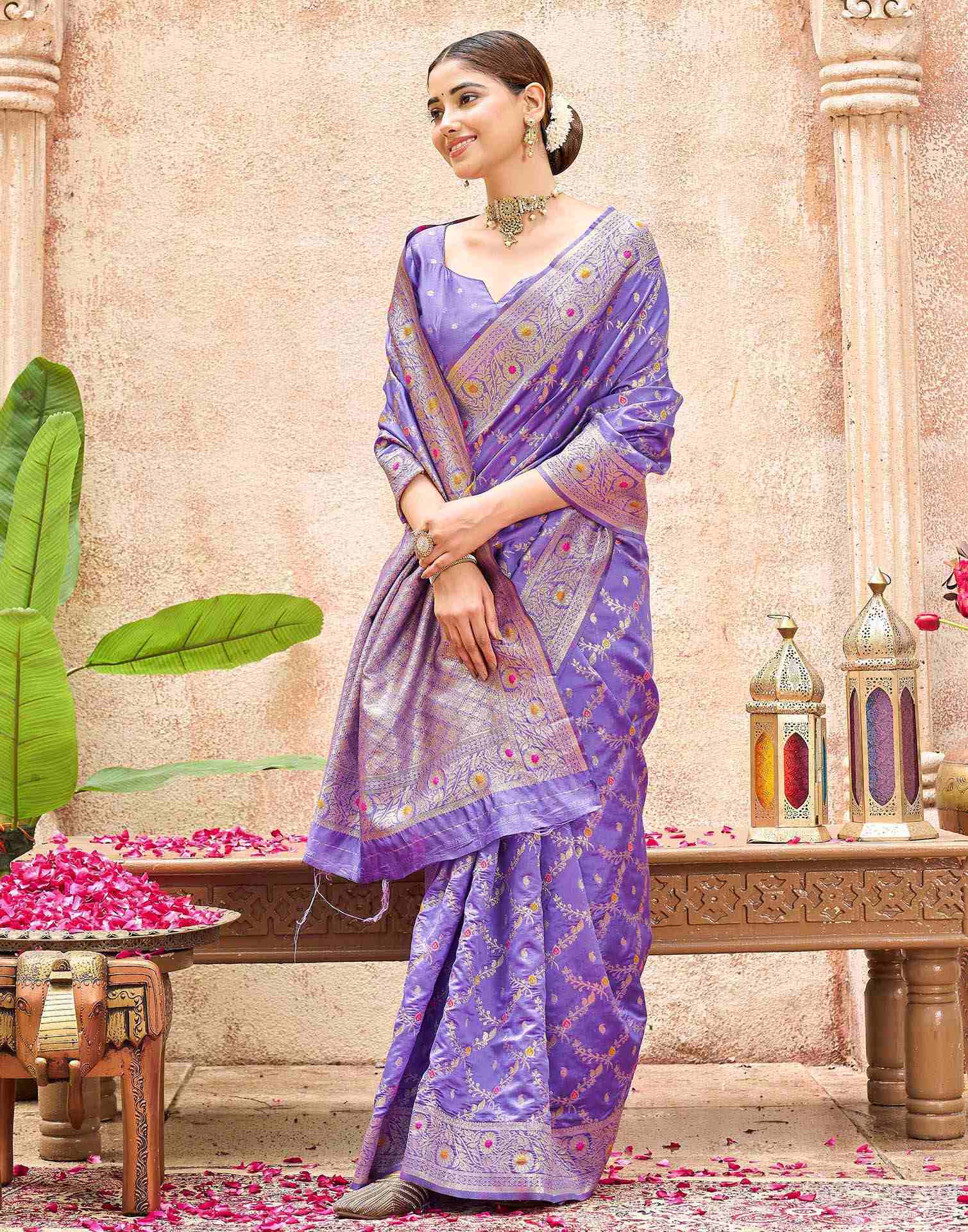 Lavender Silk Woven Saree