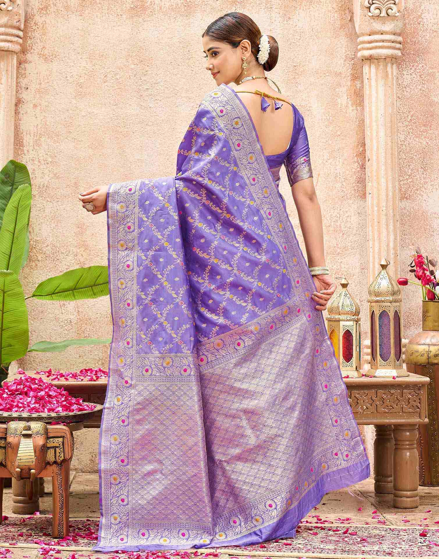 Lavender Silk Woven Saree