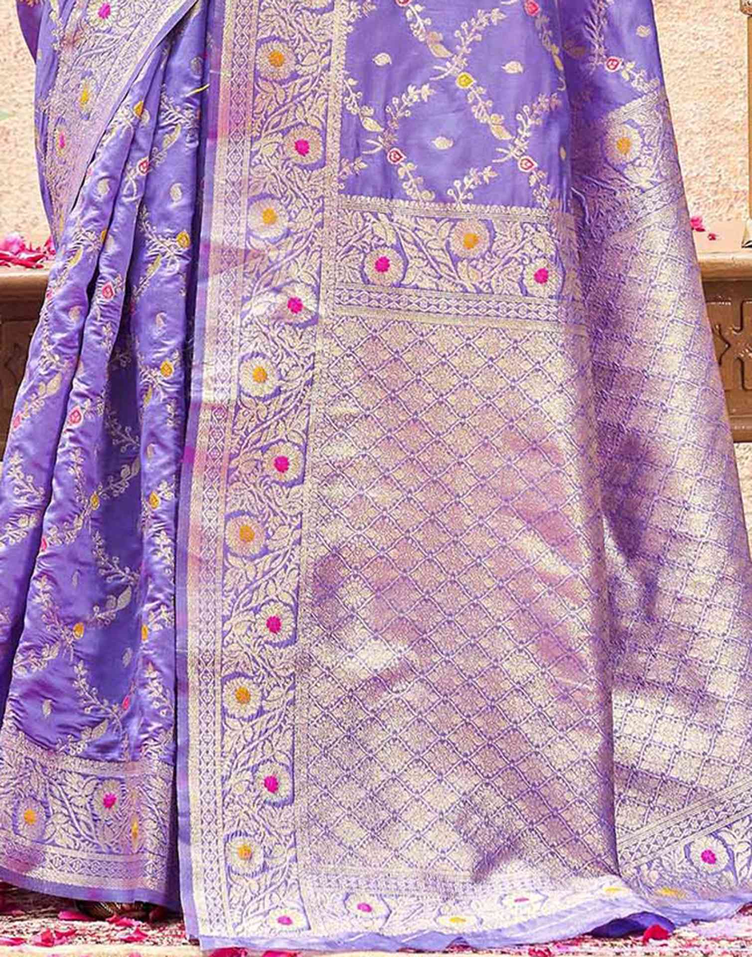 Lavender Silk Woven Saree