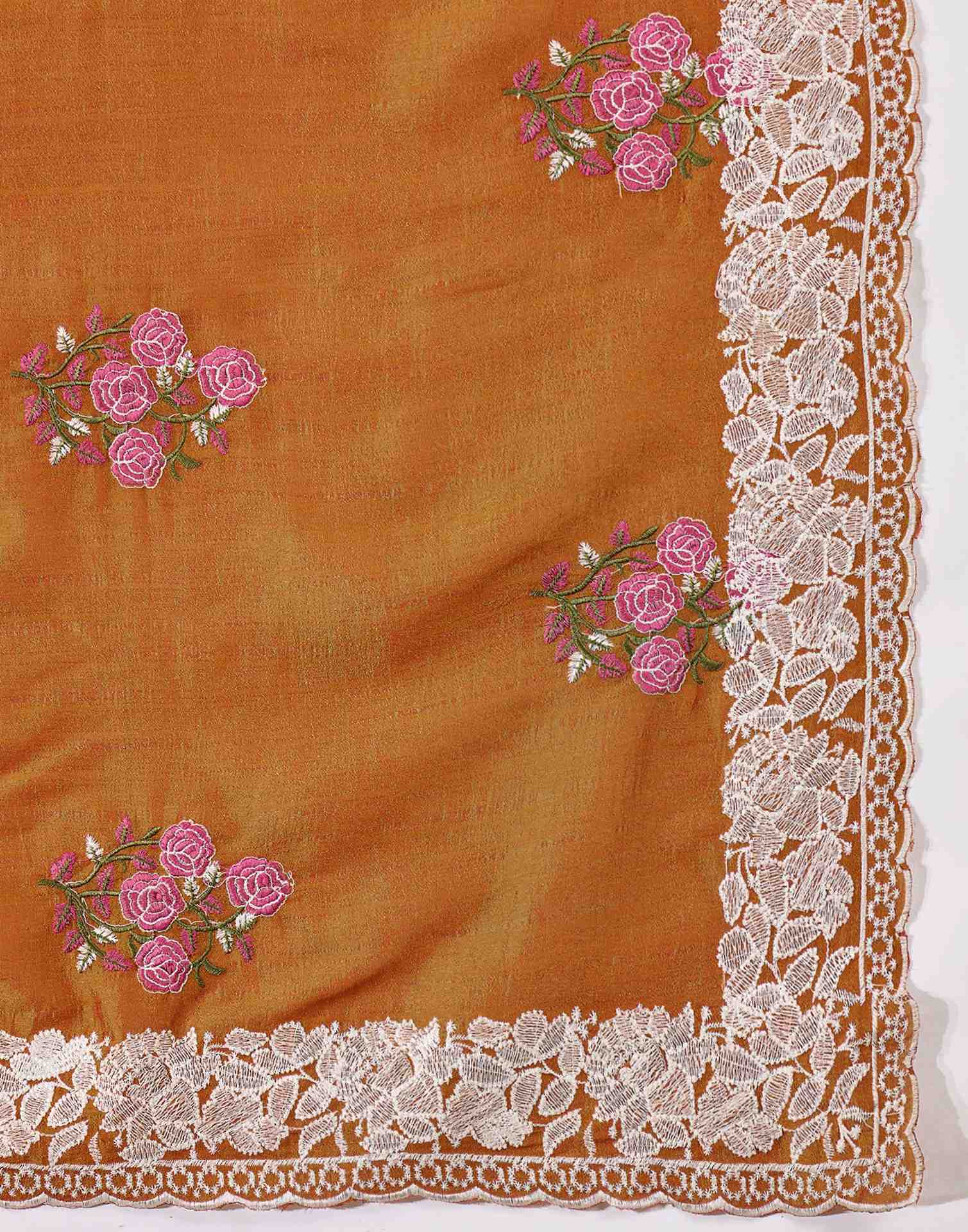 Brown Silk Embroidery Saree