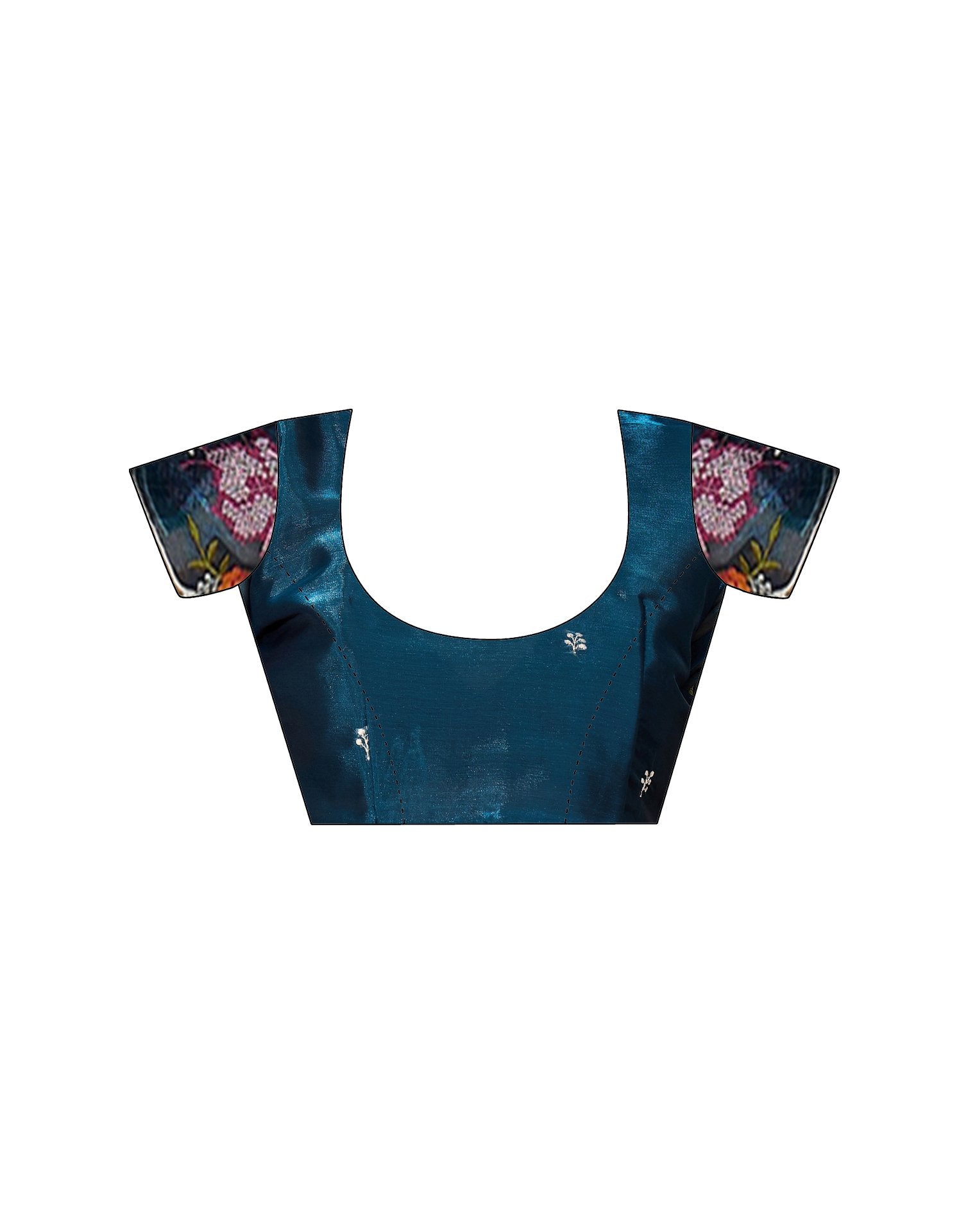 Peacock Blue Shimmer Embroidery Saree