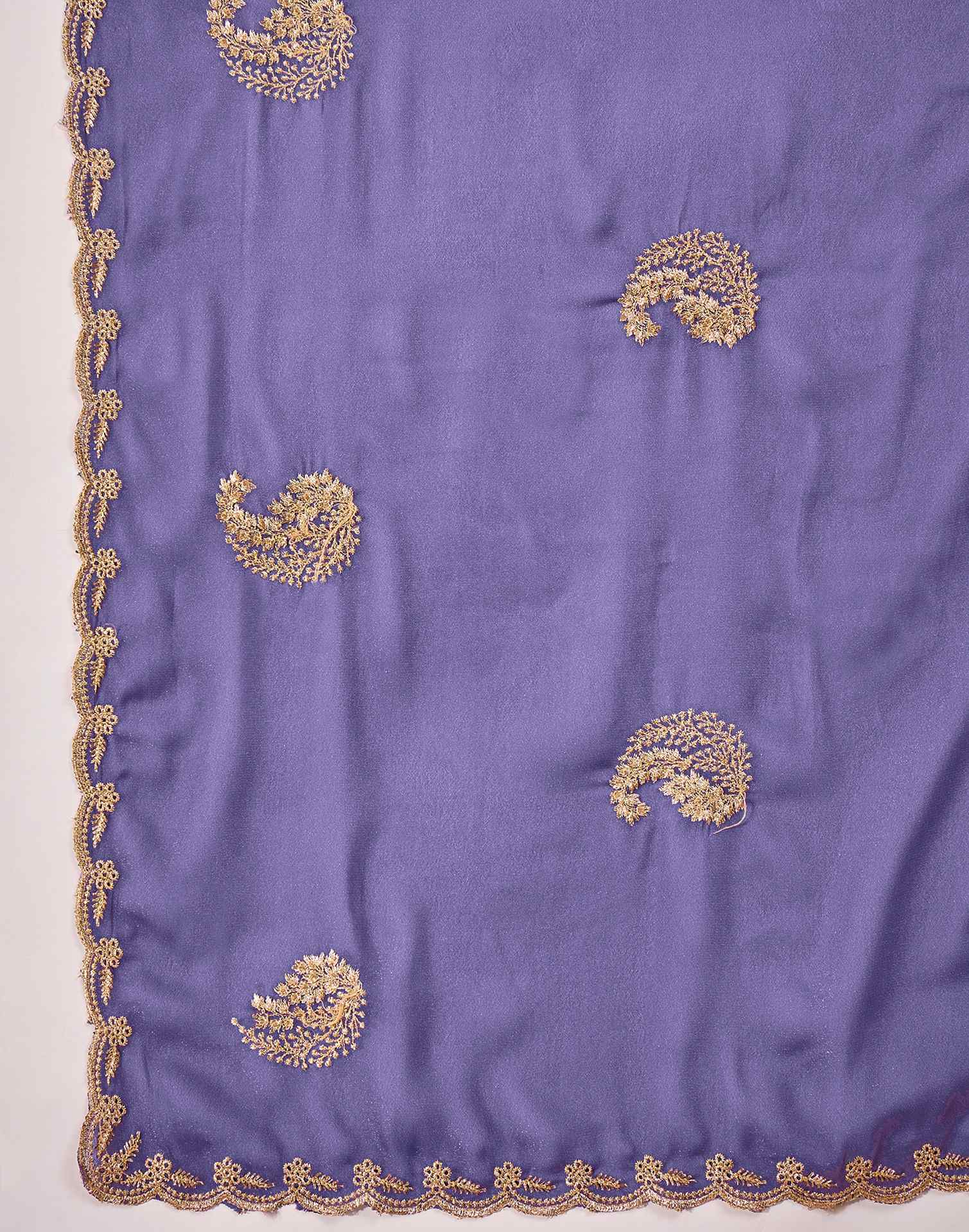 Lavender Shimmer Embroidery Saree
