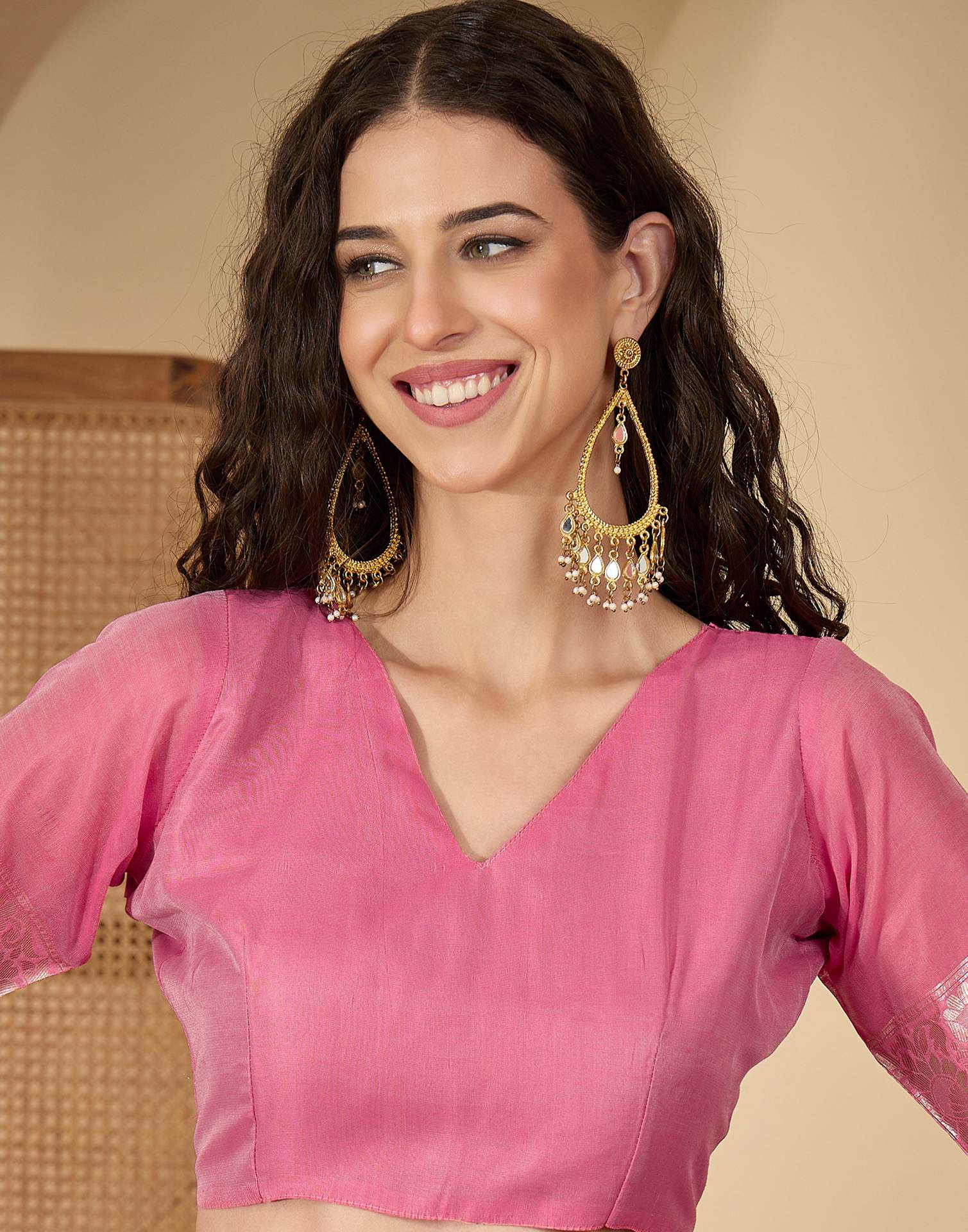 Pink Chanderi Woven Banarasi Saree