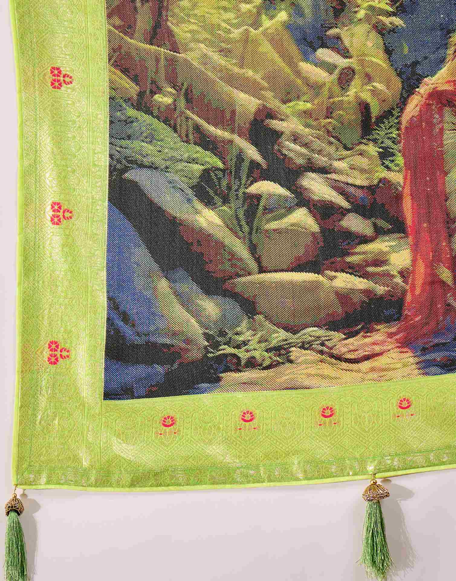 Parrot Green Chanderi Woven Banarasi Saree