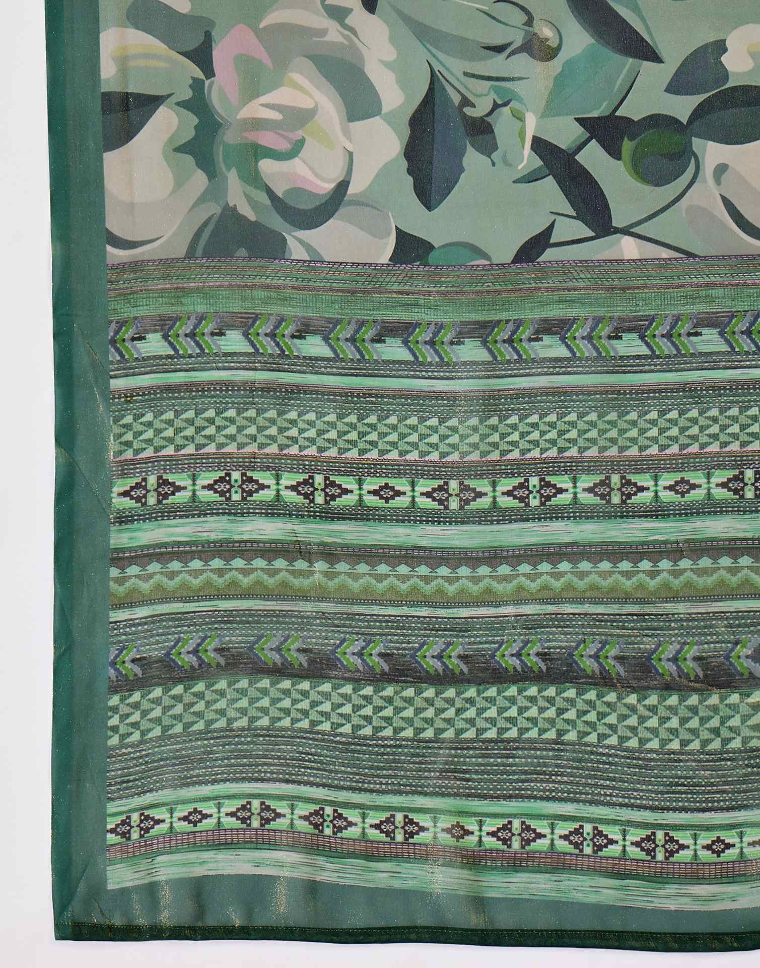 Dusty Green Georgette Printed Saree