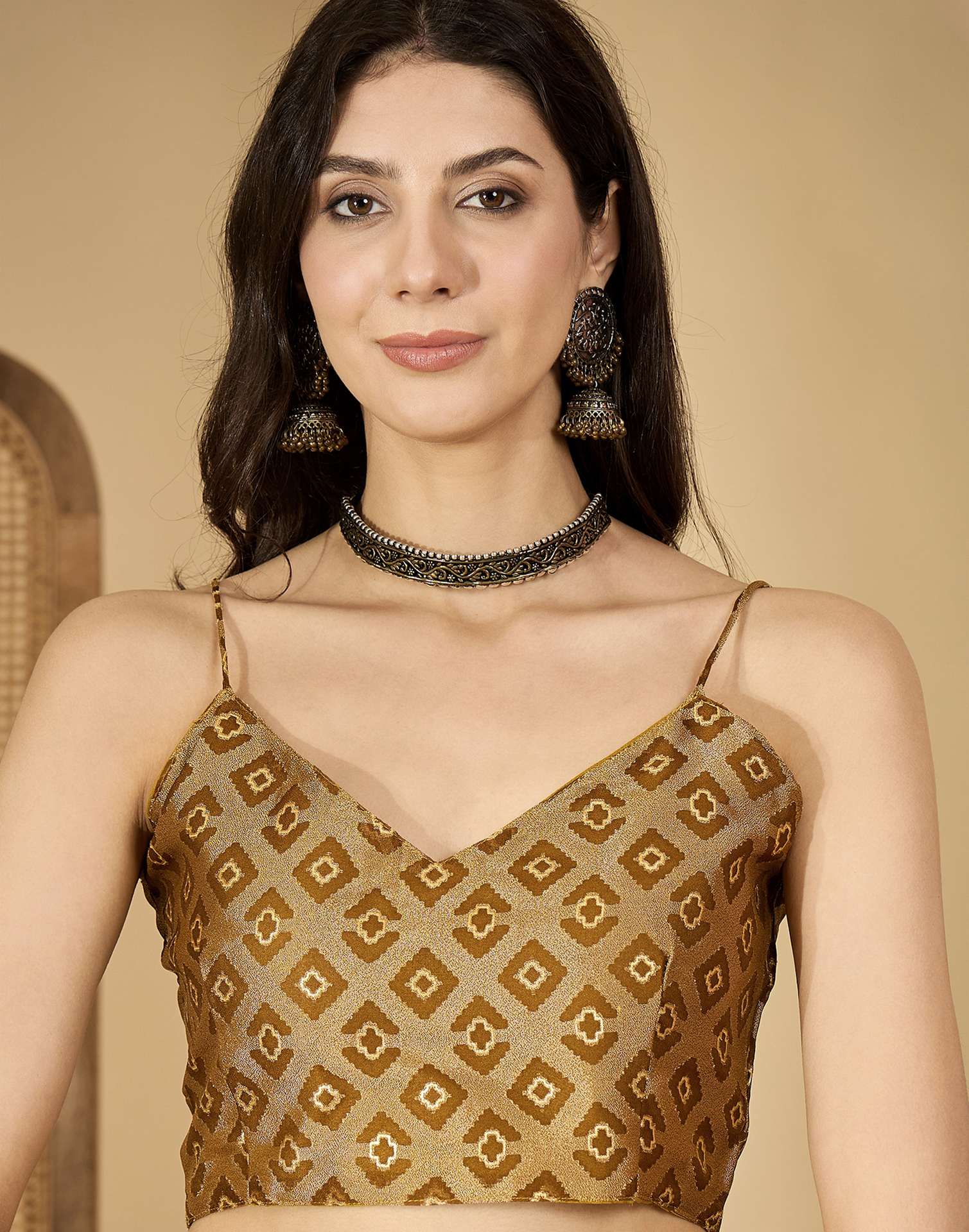 Brown Georgette Floral Printed Saree