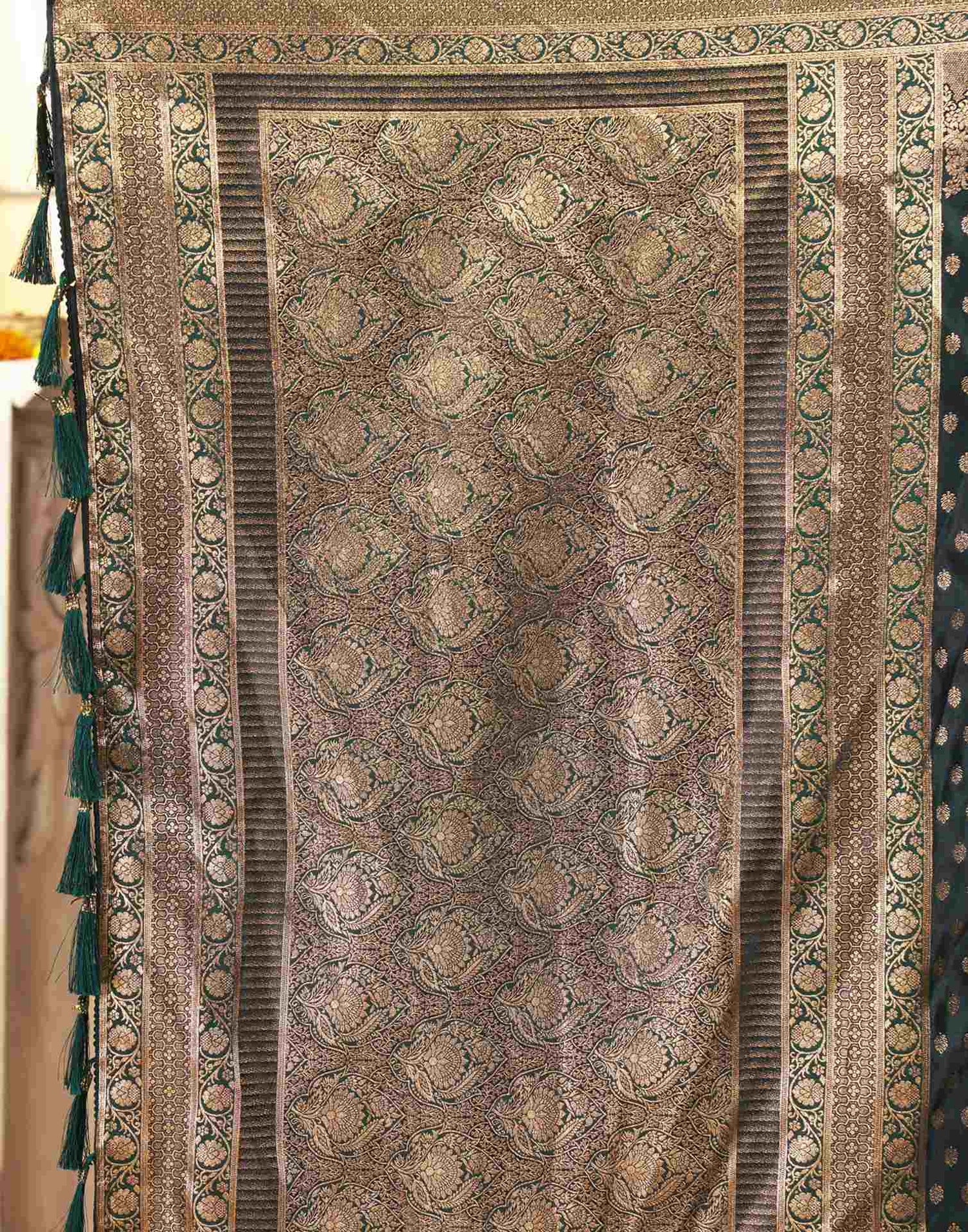 Dark Green Silk Woven Banarasi Saree