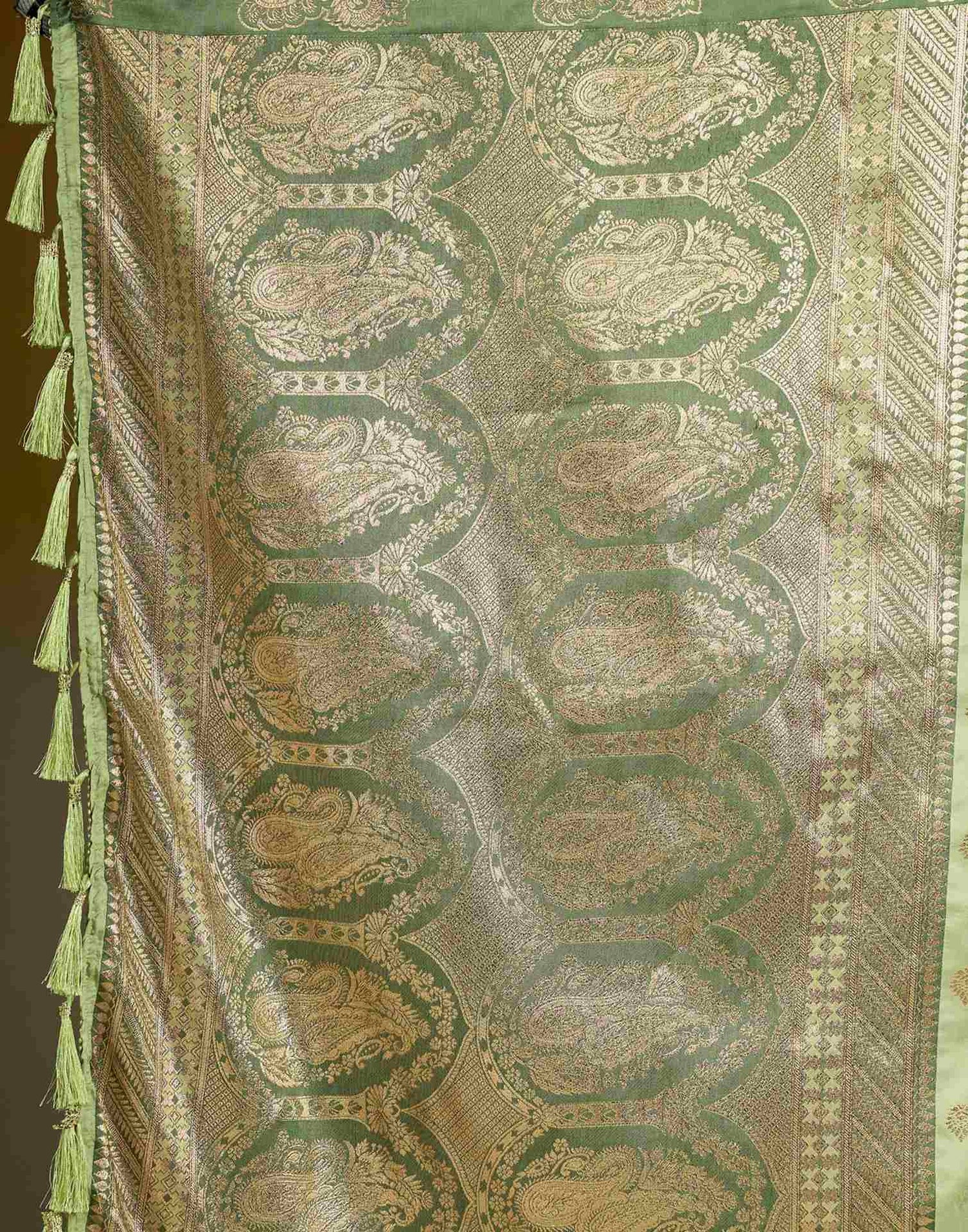 Pista Green Silk Woven Banarasi Saree
