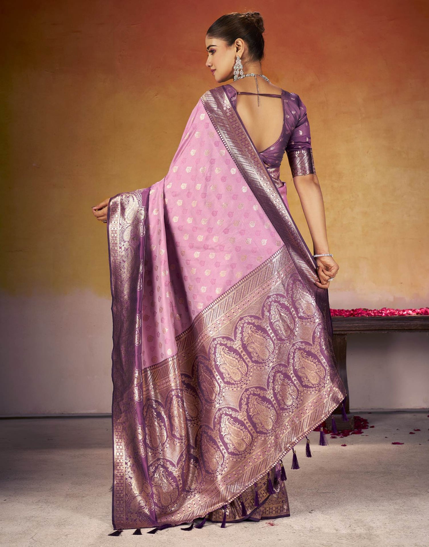 Dusty Purple Silk Woven Banarasi Saree