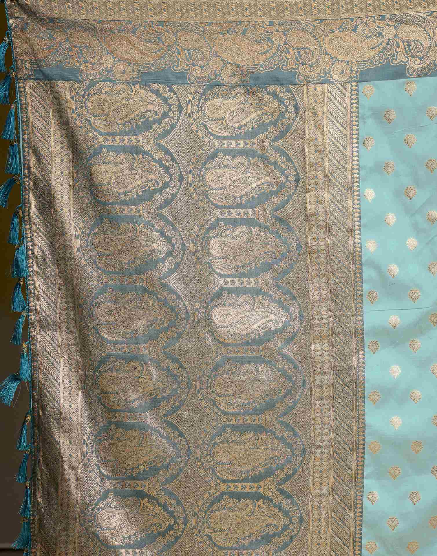 Sky Blue Silk Woven Banarasi Saree