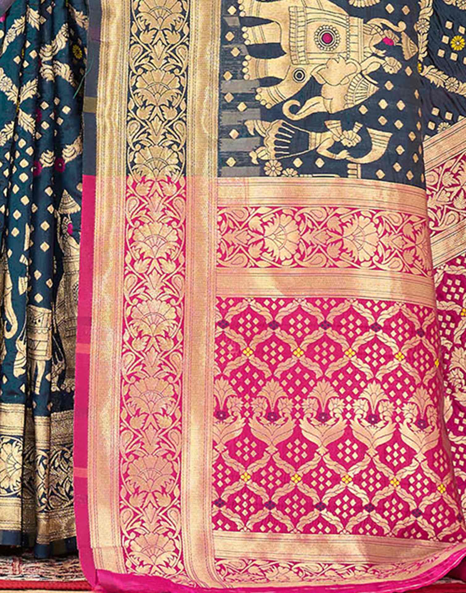 Rama Blue Silk Woven Banarasi Saree