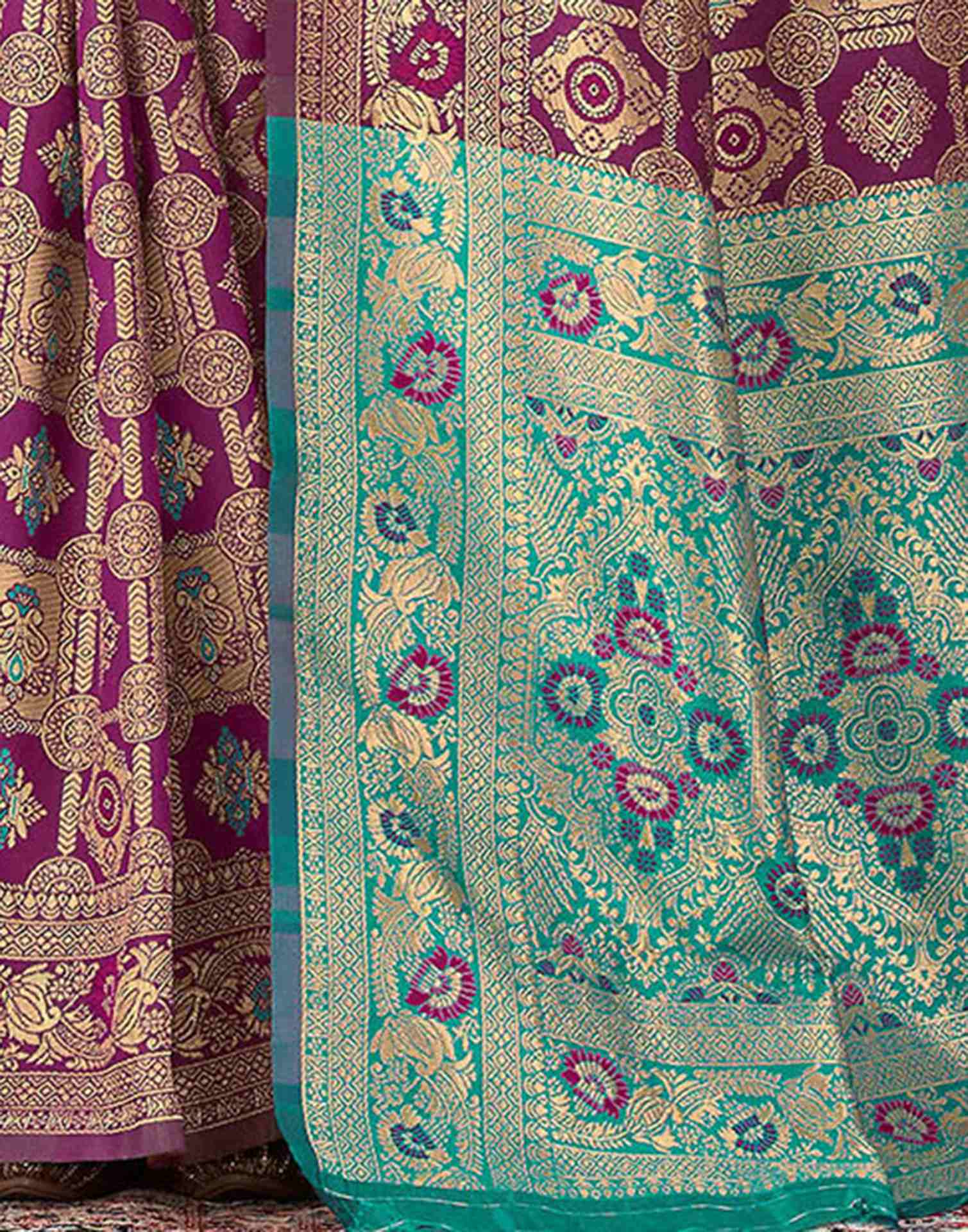 Bottle Green Silk Woven Banarasi Saree