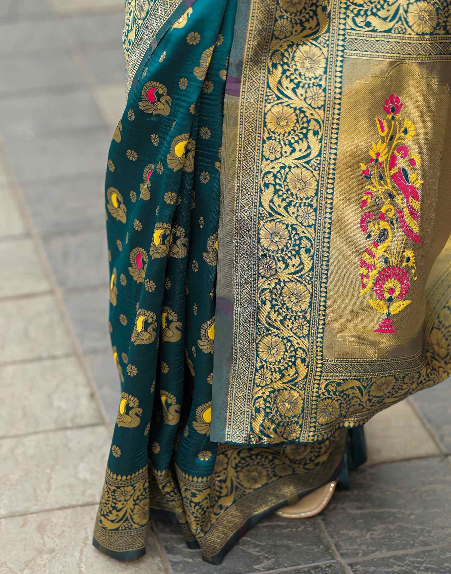 Rama Blue Silk Woven Banarasi Saree
