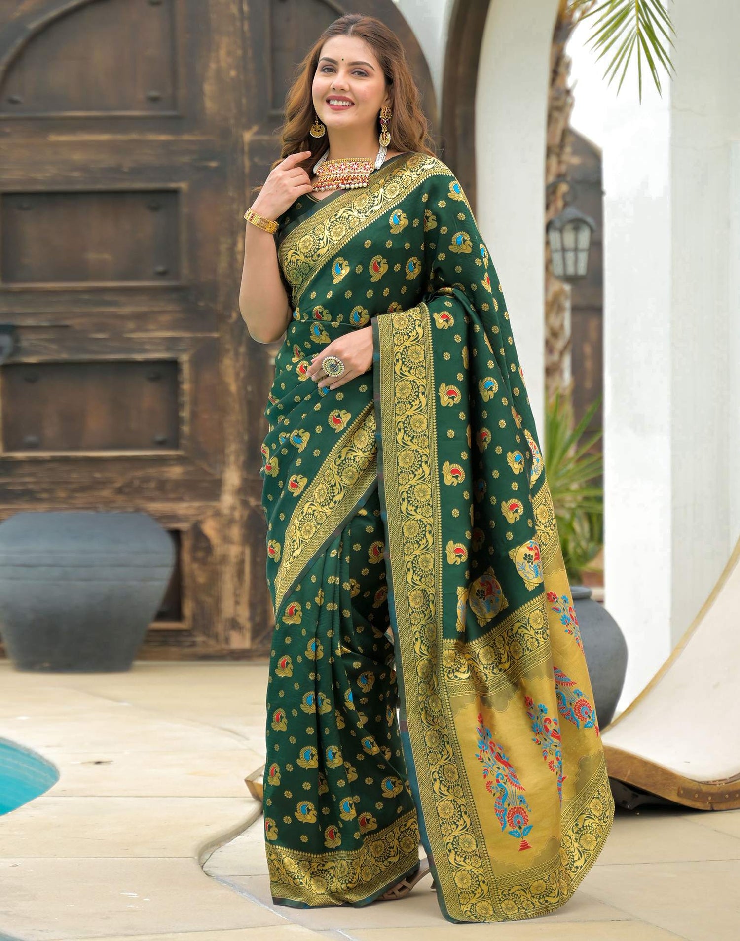Green Silk Woven Banarasi Saree