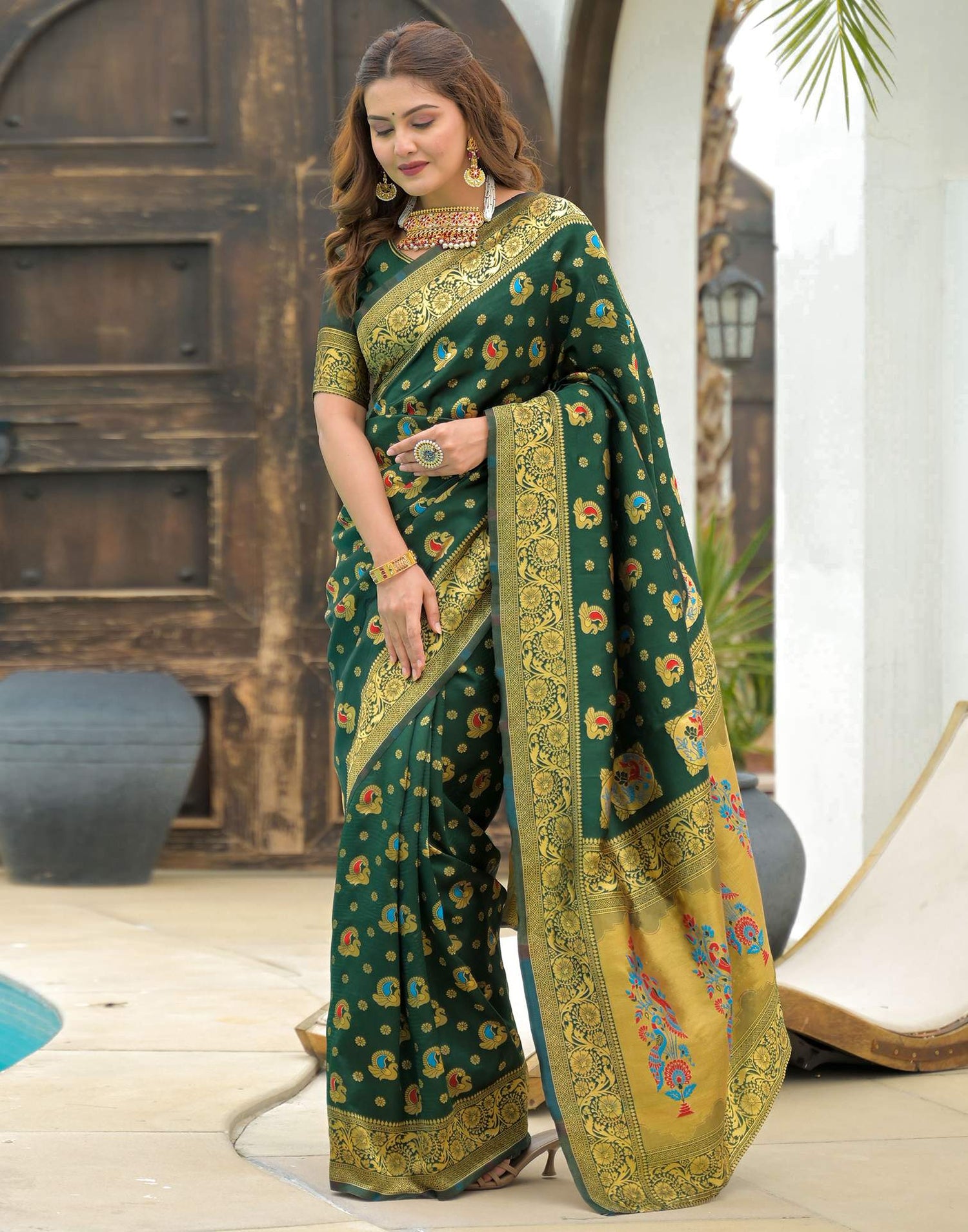 Green Silk Woven Banarasi Saree