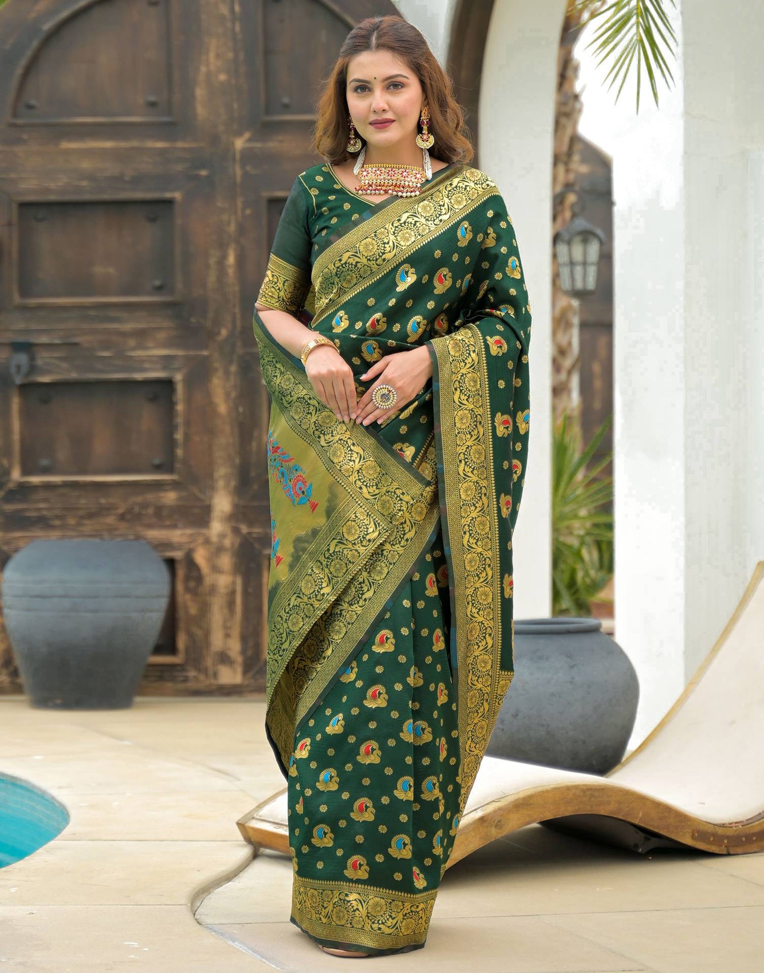 Green Silk Woven Banarasi Saree