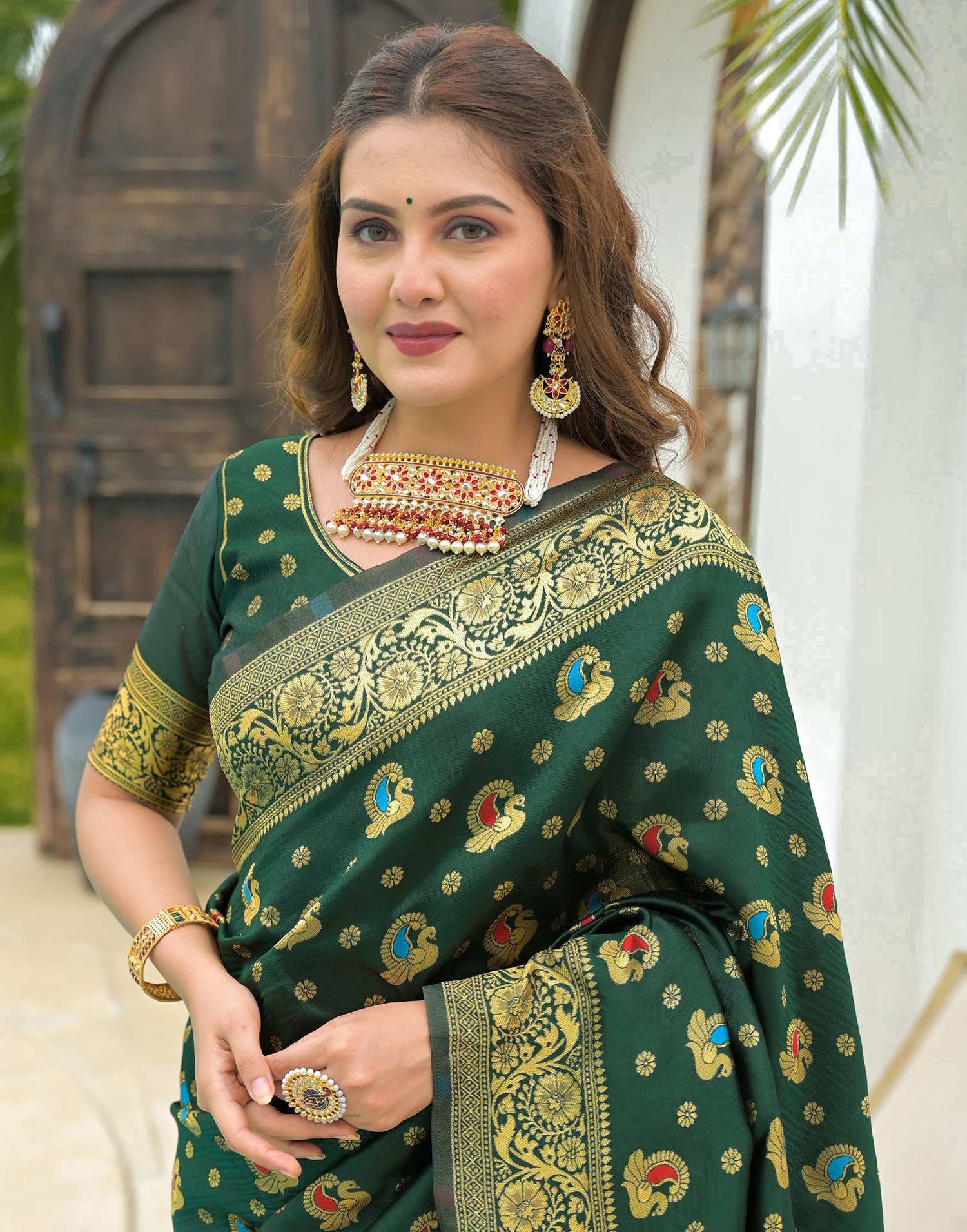 Green Silk Woven Banarasi Saree