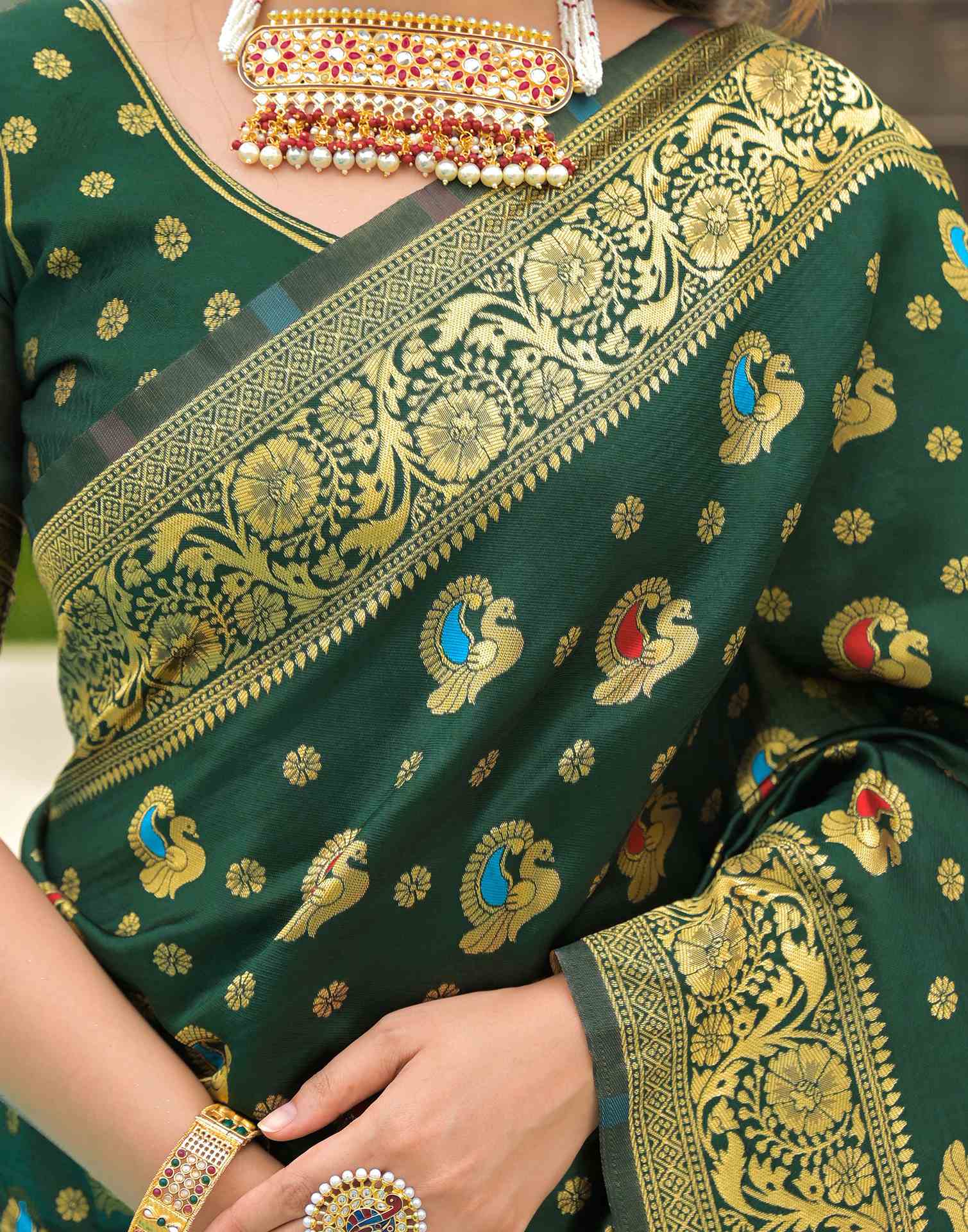 Green Silk Woven Banarasi Saree