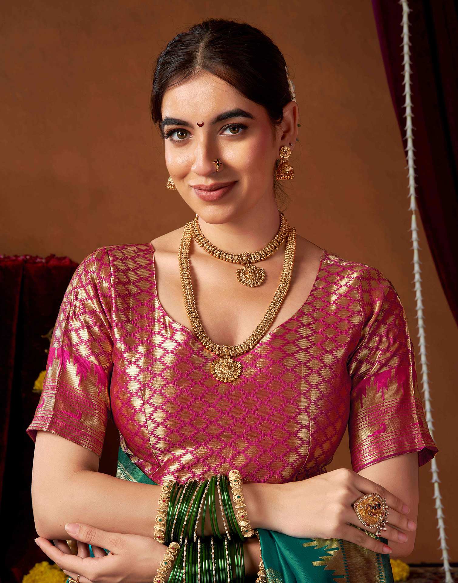 Teal Green Silk Paithani Chaturthi Saree