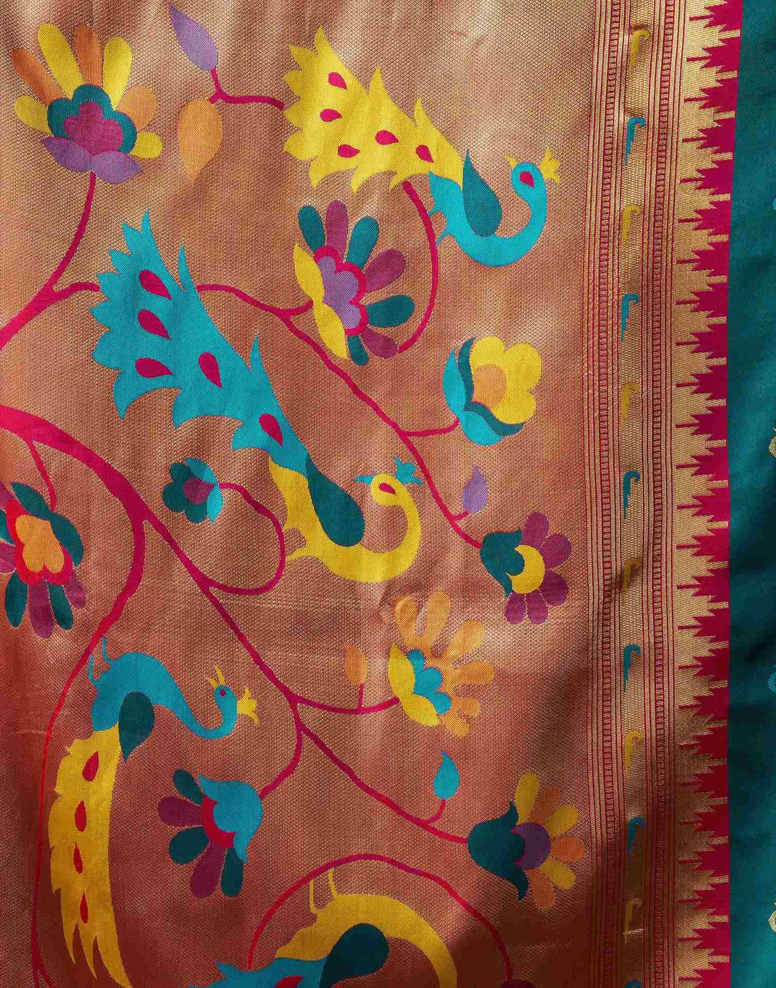 Rama Blue Silk Paithani Chaturthi Saree