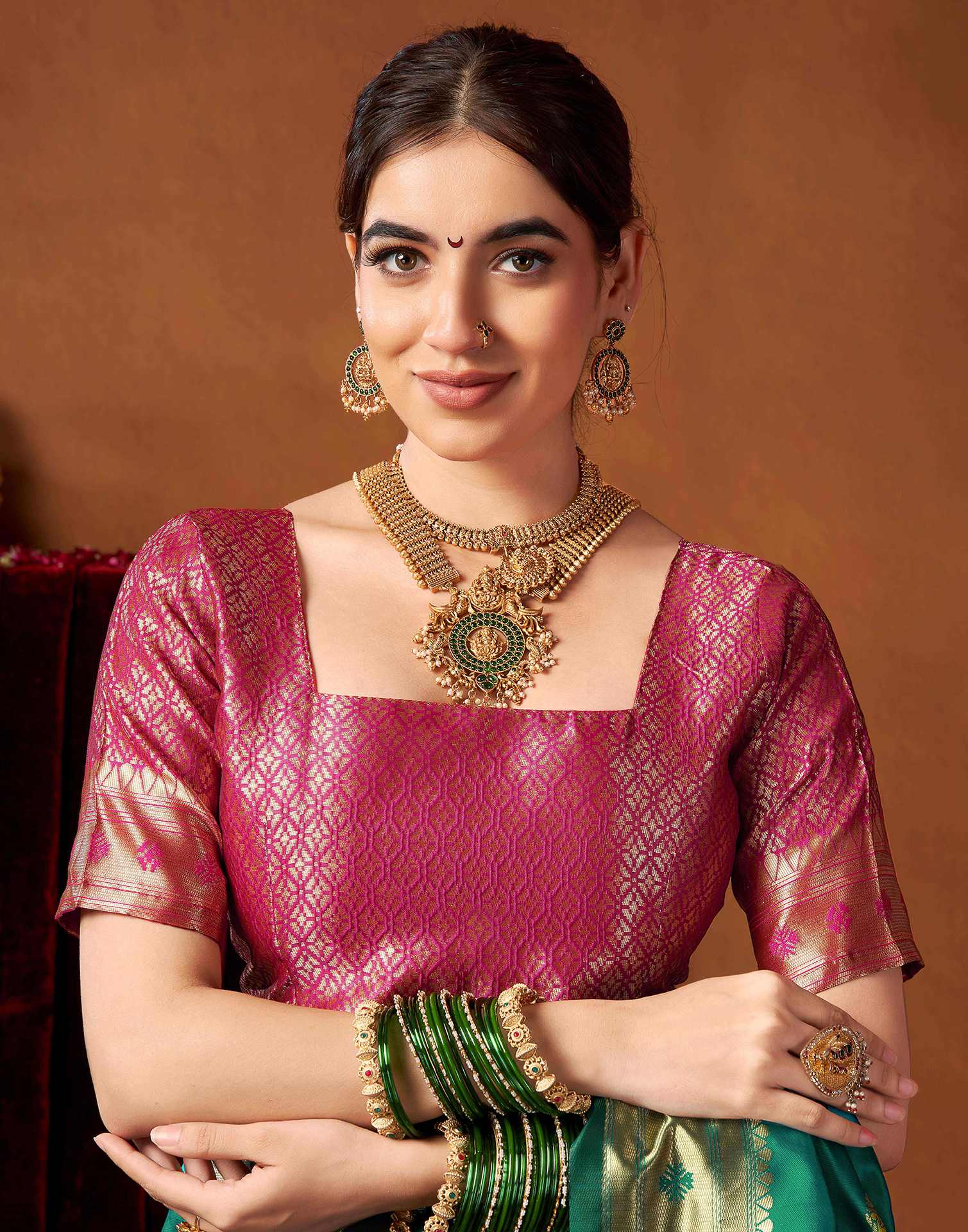 Teal Green Silk Paithani Chaturthi Saree