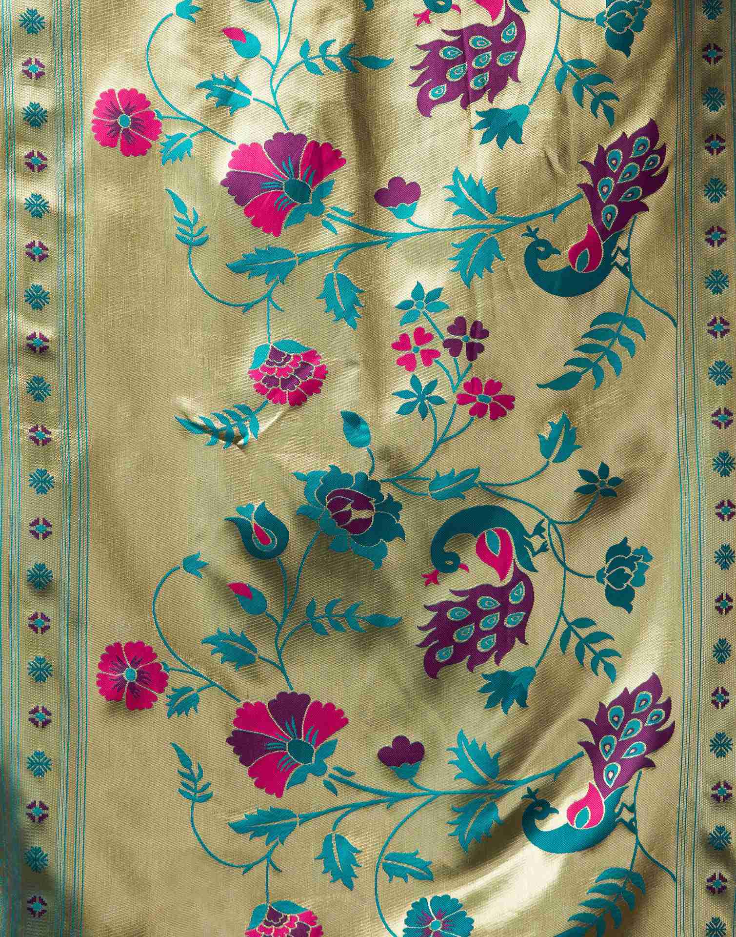 Rani Pink Silk Paithani Chaturthi Saree