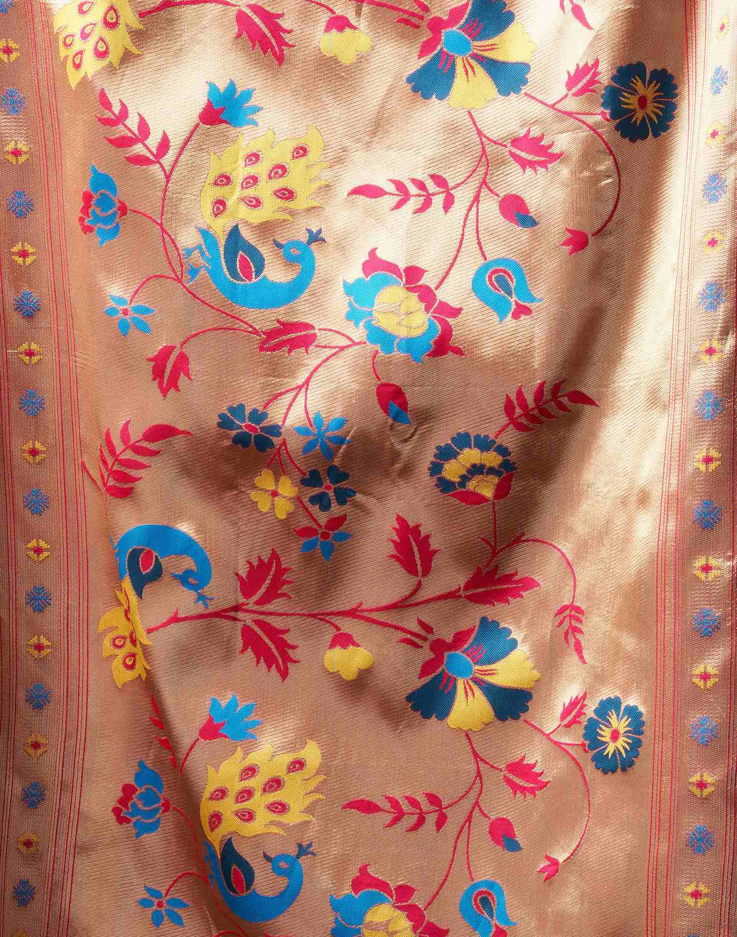 Dark Rani Pink Silk Paithani Chaturthi Saree