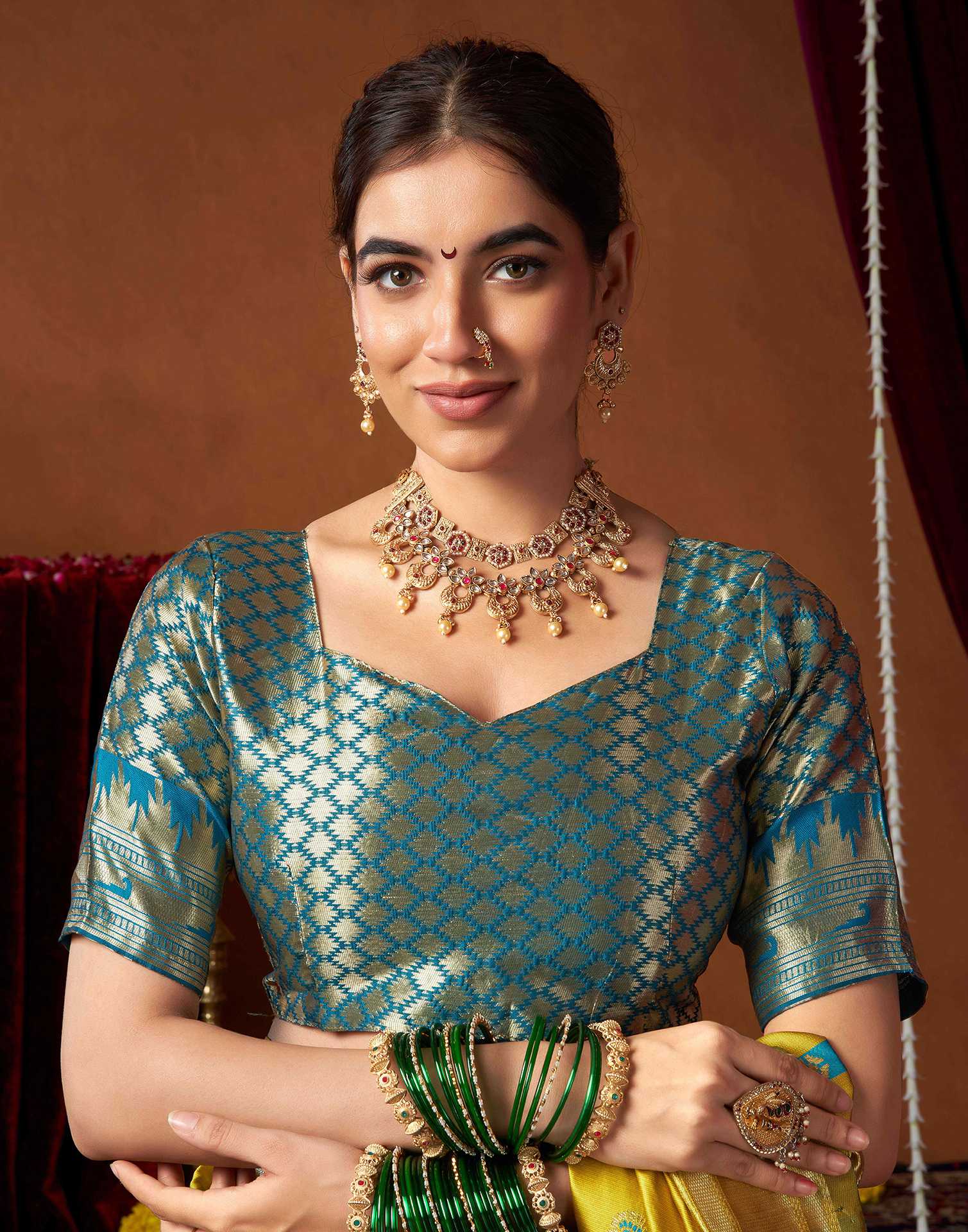 Lime Yellow Silk Paithani Chaturthi Saree