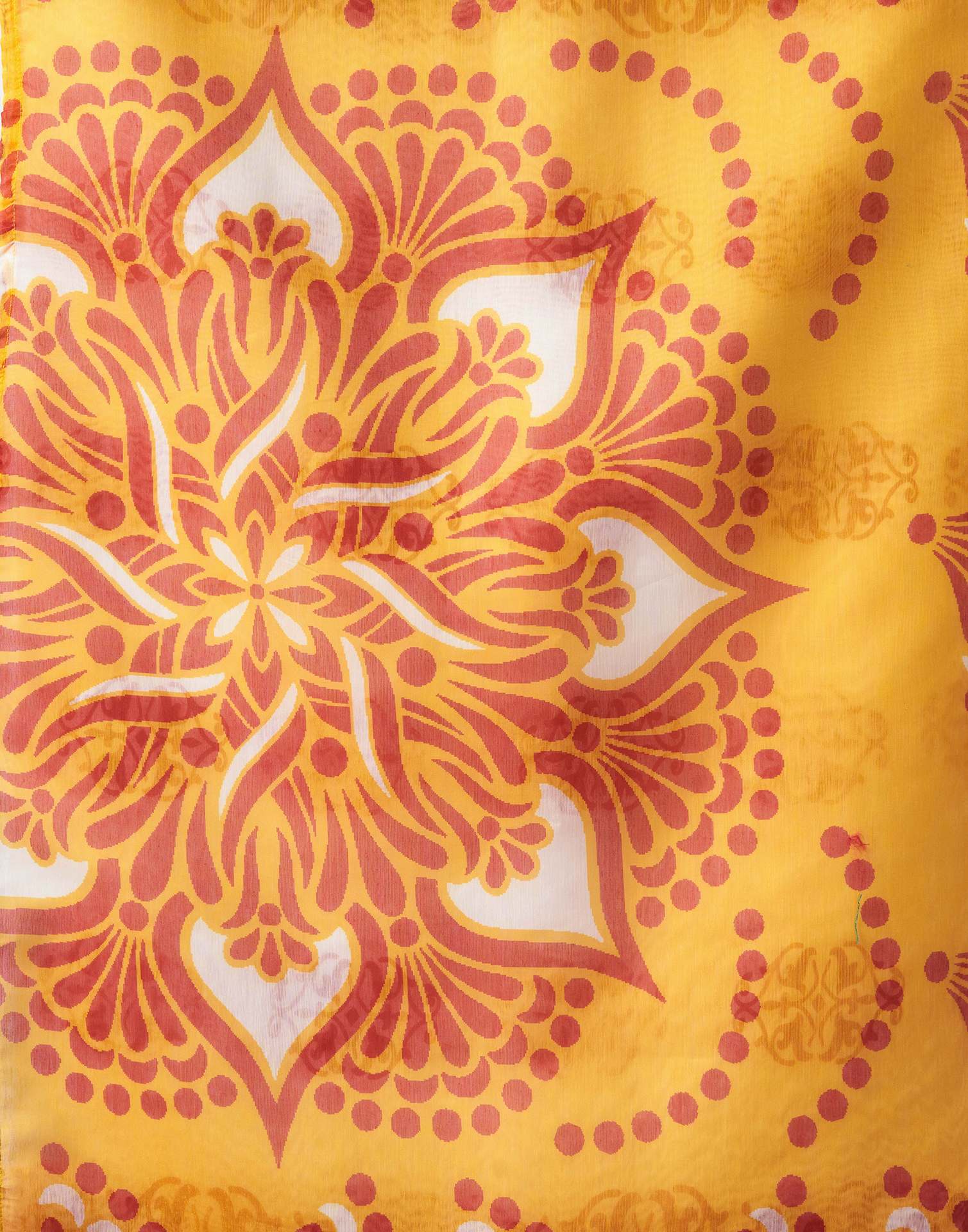 Off White Chanderi Printed Saree