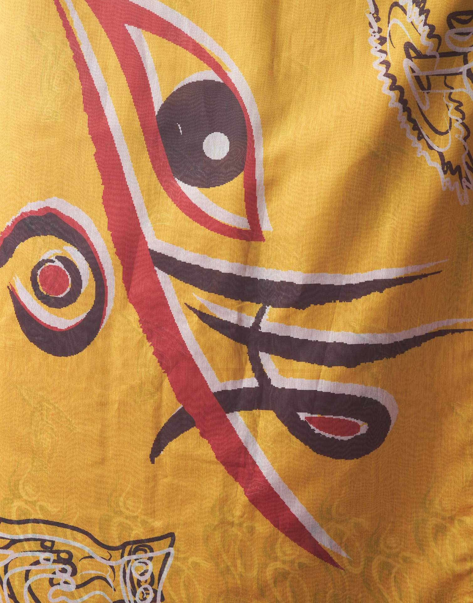 Red Chanderi Printed Saree