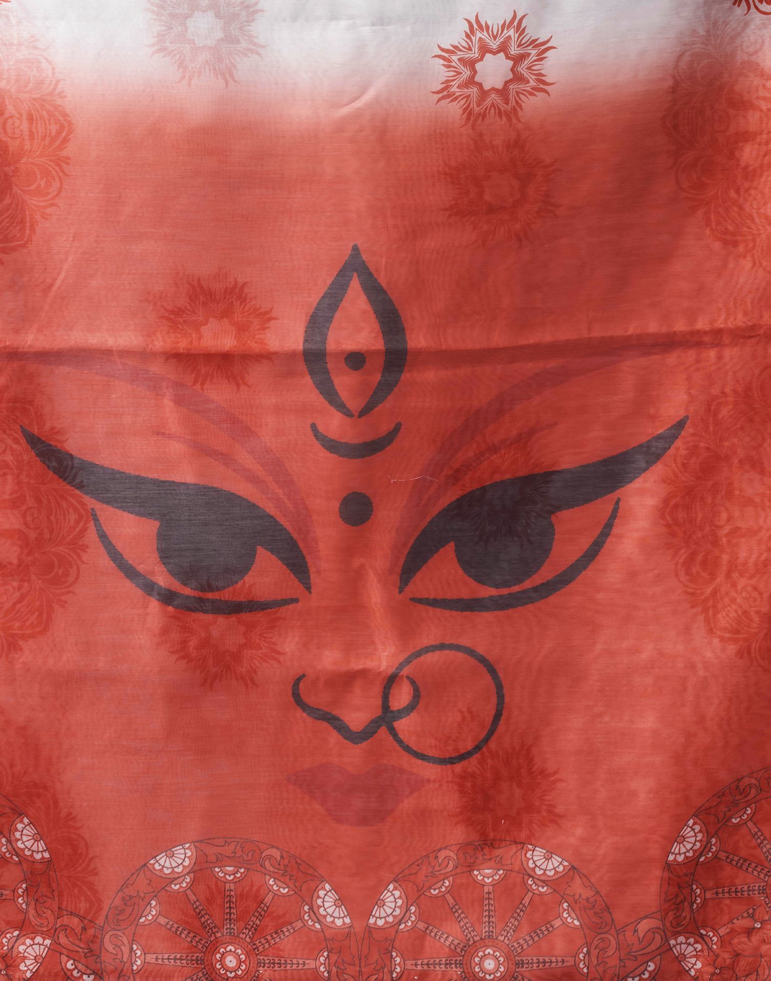 Off White Chanderi Printed Saree