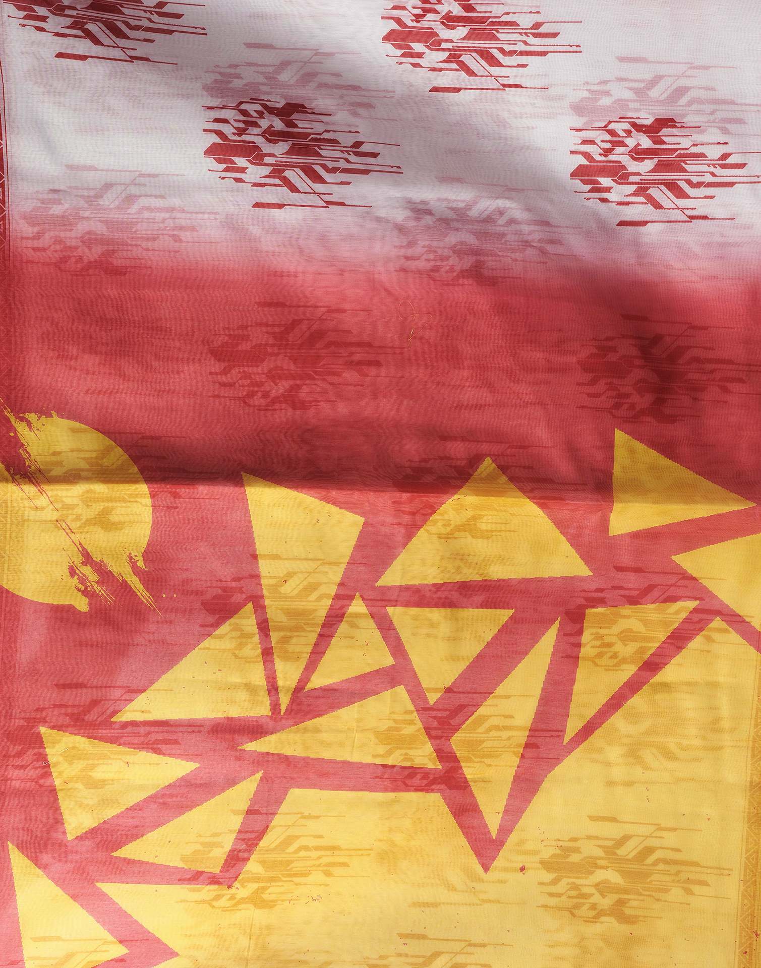 Off White Chanderi Printed Saree