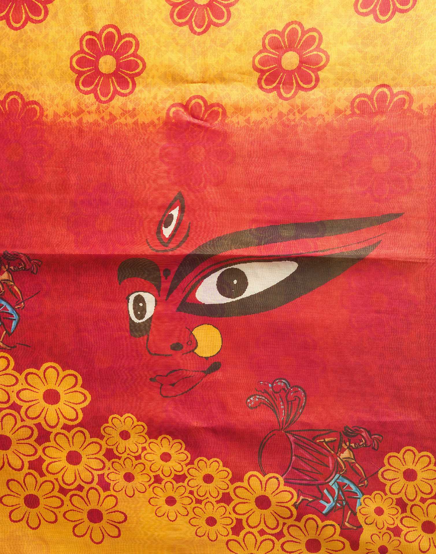 Yellow Chanderi Printed Saree