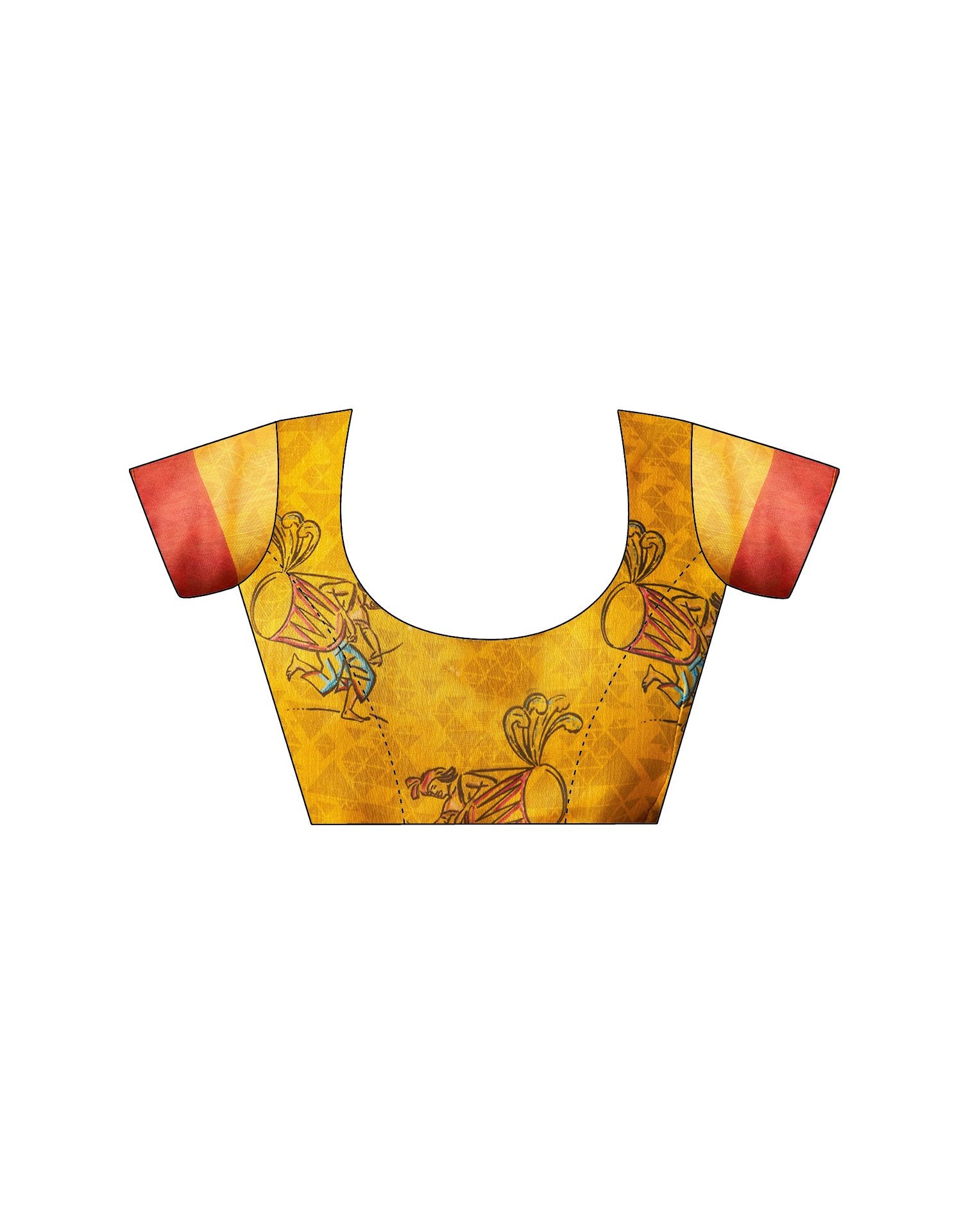 Yellow Chanderi Printed Saree
