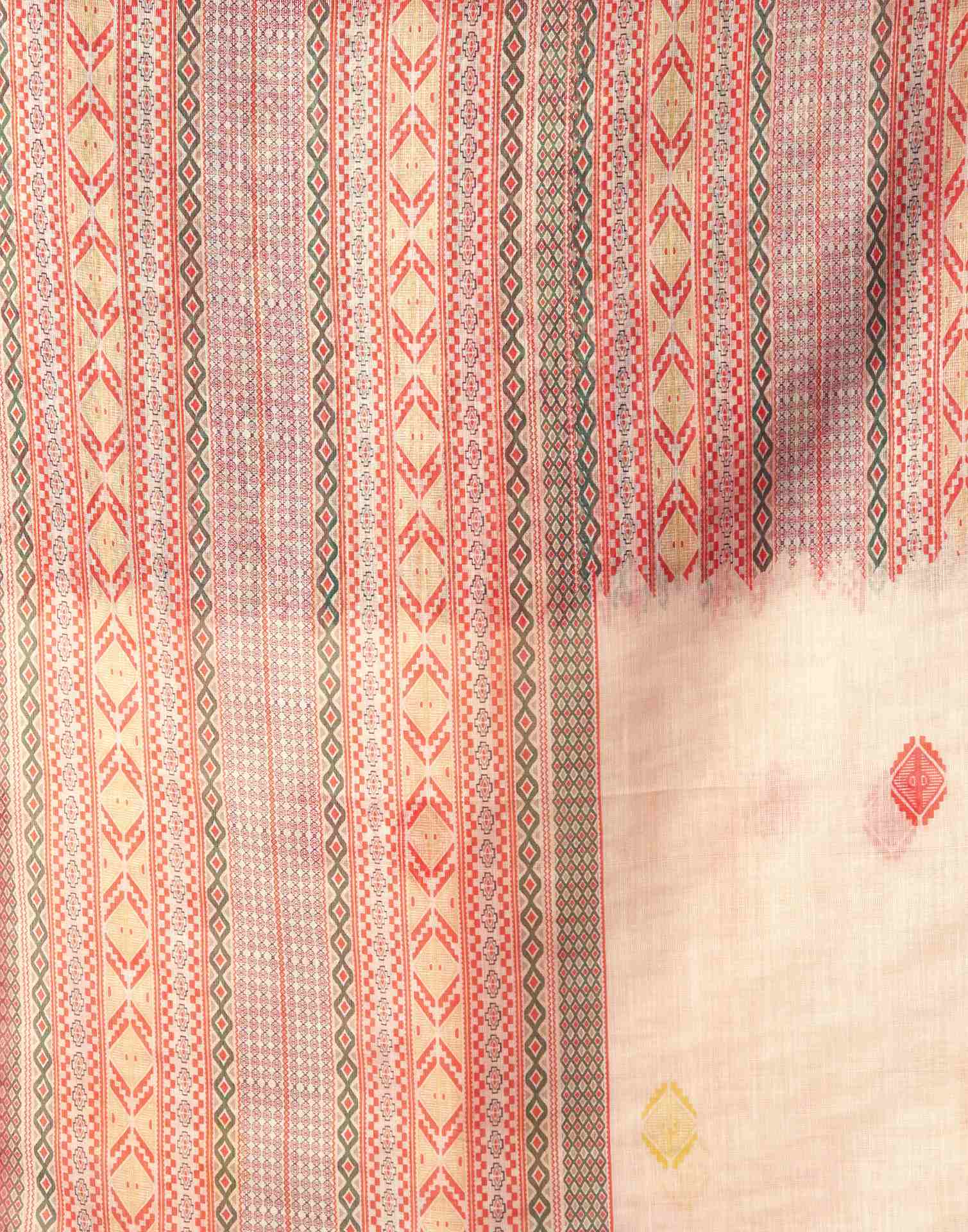 Cream Chanderi Printed Saree