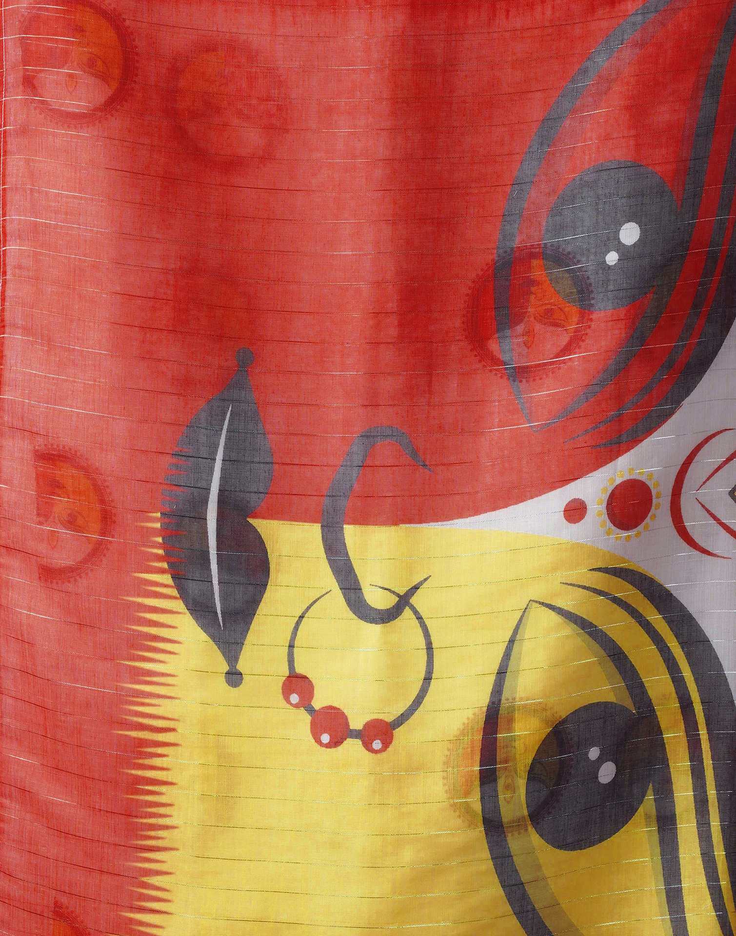 Off White Chanderi Zari Durga Puja Saree