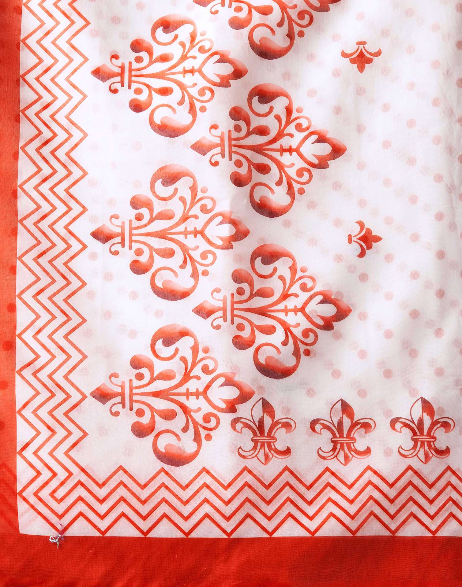 Off White Chanderi Printed Saree