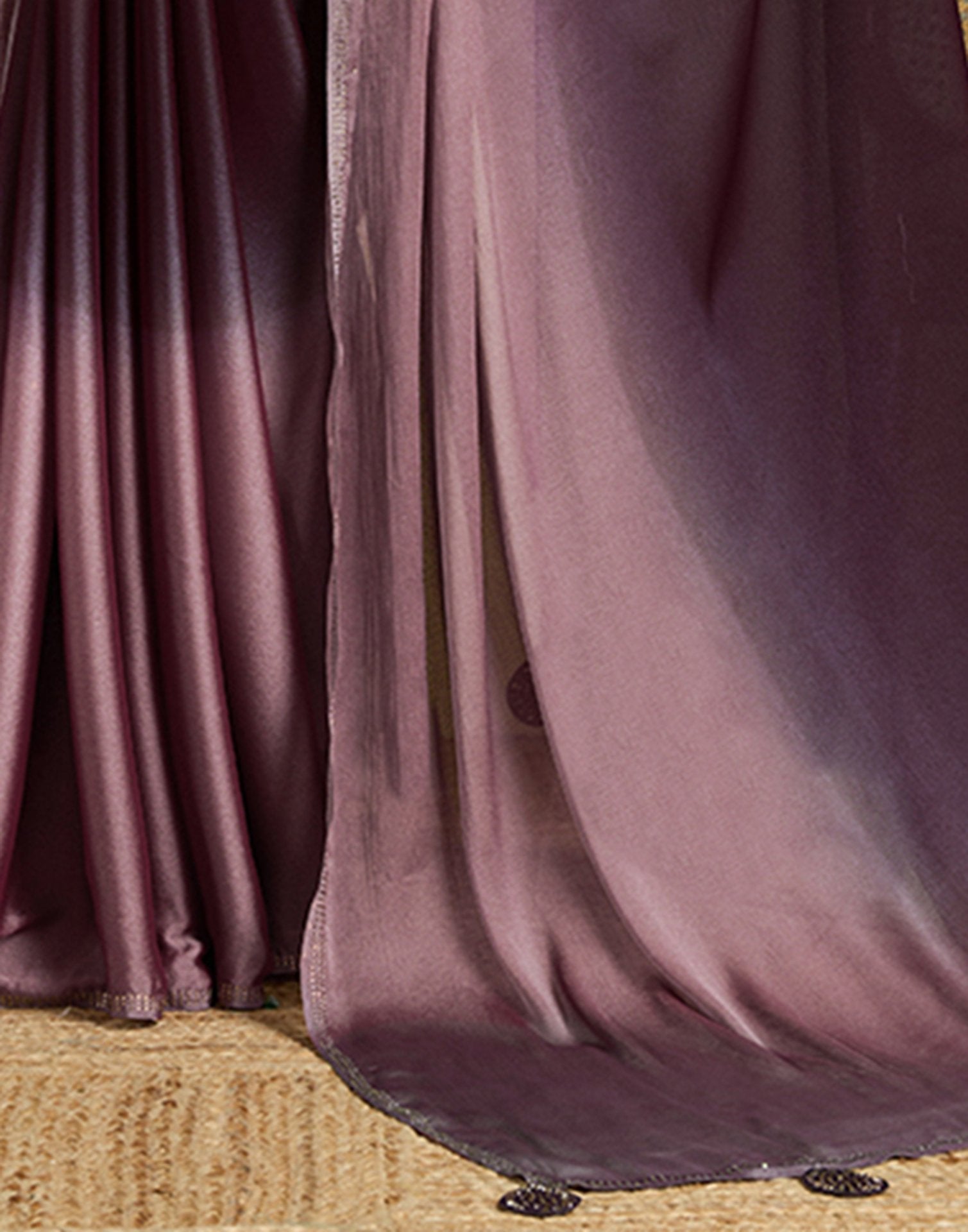 Wine Chiffon Stone Work Plain Saree